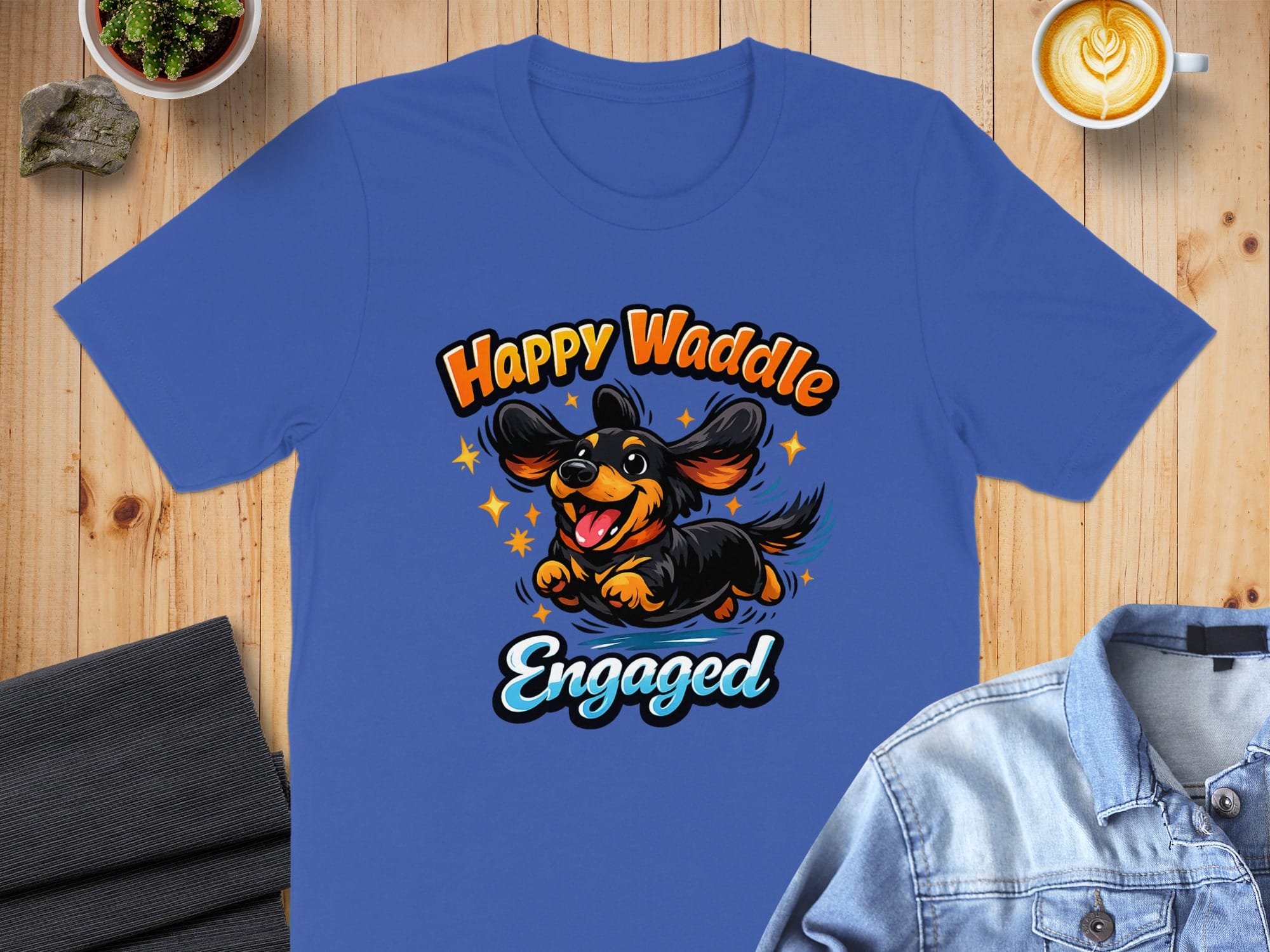 Happy Waddle Engaged Dachshund Graphic Tee