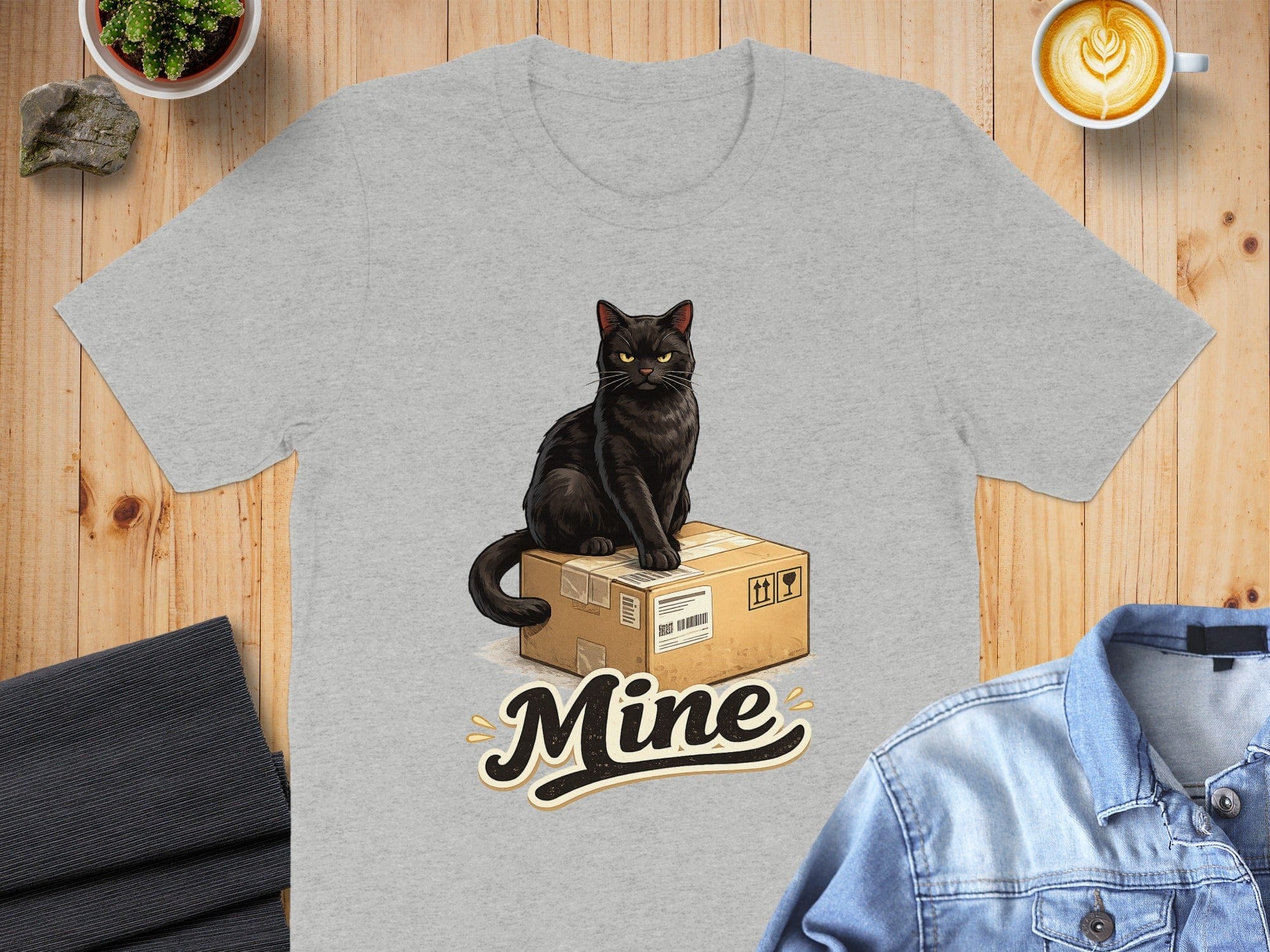 Mine Black Cat Sitting on a Box Graphic T-Shirt