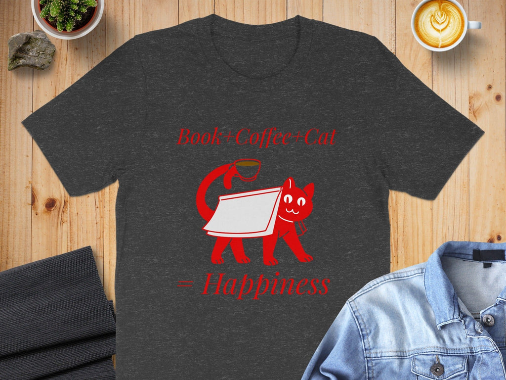Book Coffee Cat Happiness Graphic Tee product