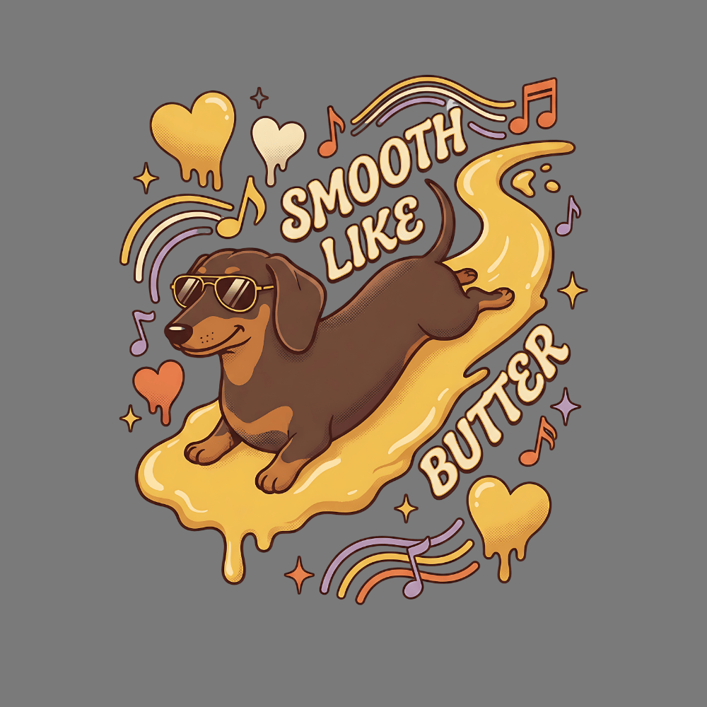 Smooth Like Butter Funny Dachshund Sunglasses Graphic Design