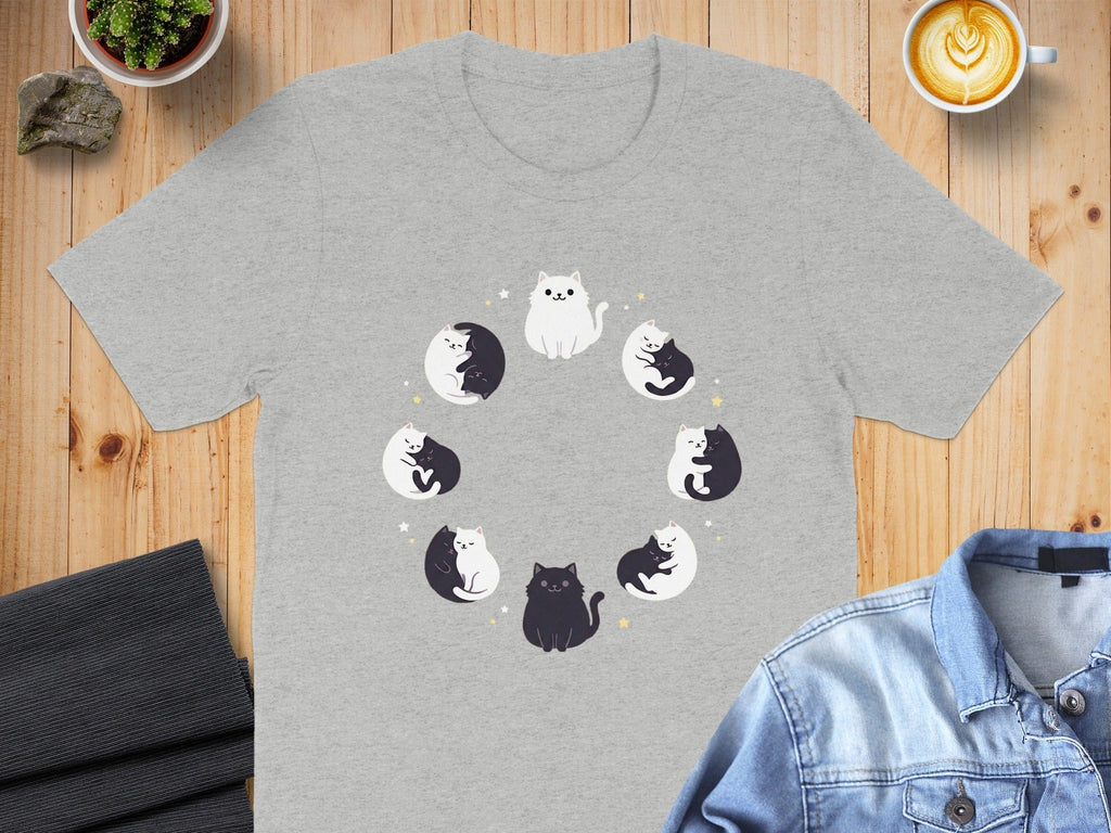 Adorable Cats Circle Graphic Tee for Cat Lovers