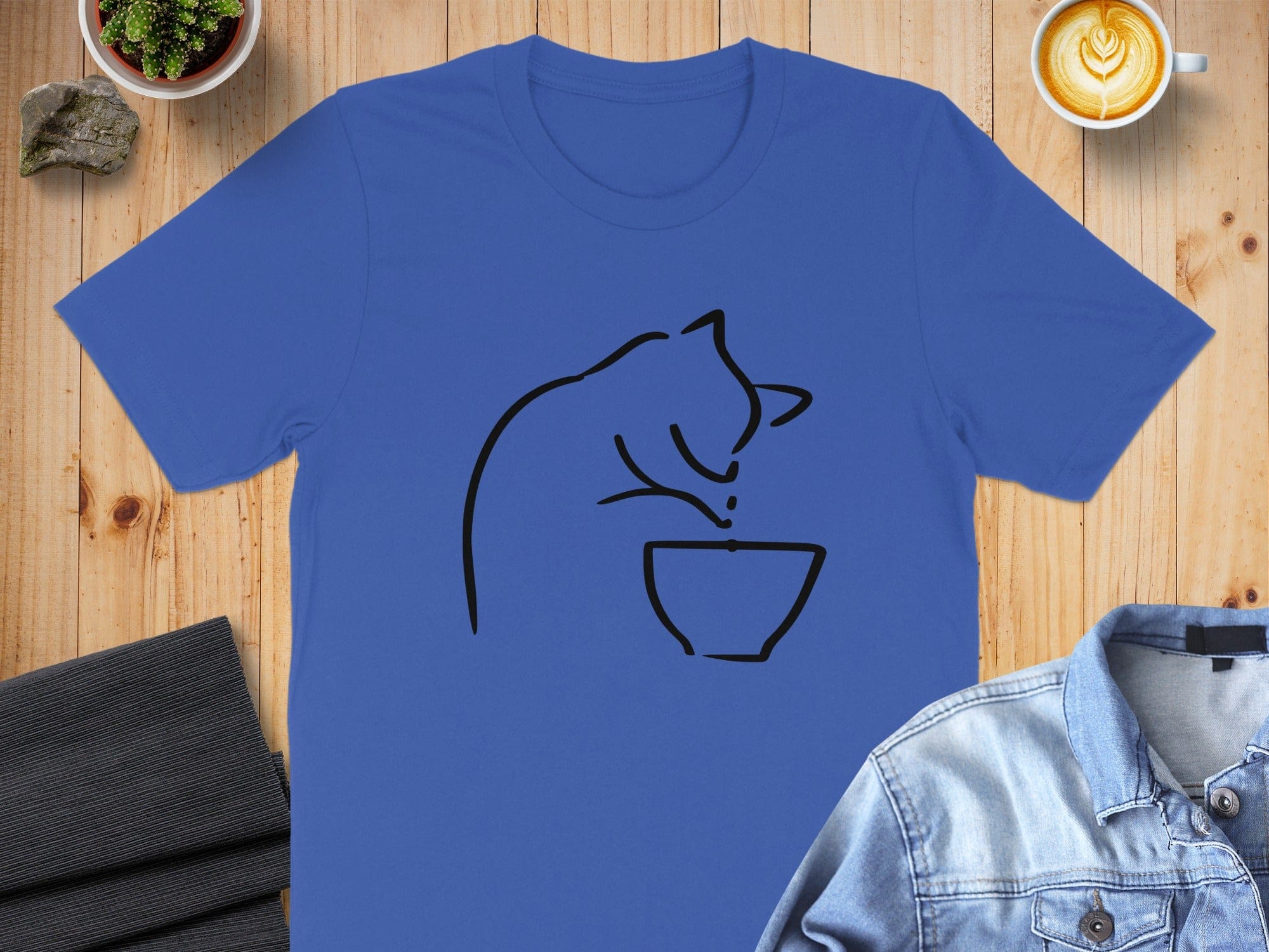Sketch Cat with Tea T-Shirt