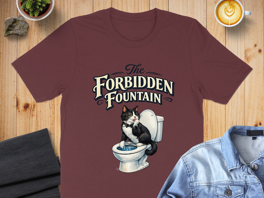 The Forbidden Fountain Cat Graphic Tee Shirt