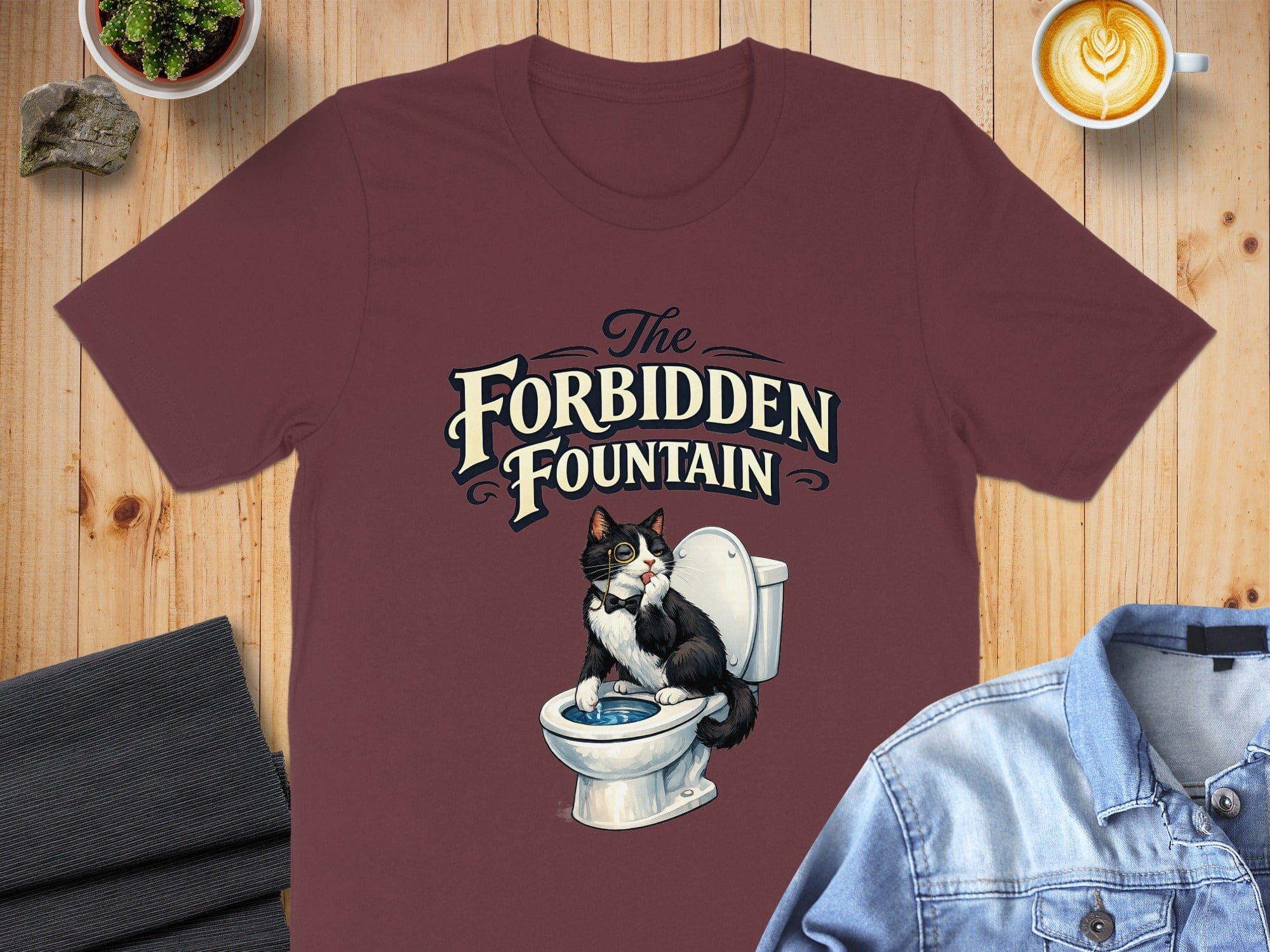 The Forbidden Fountain Cat Graphic Tee Shirt