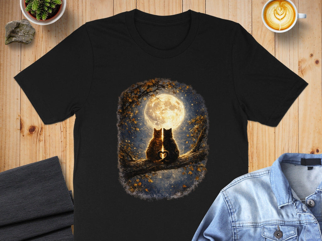 Owl Couple Under Full Moon Graphic T-Shirt