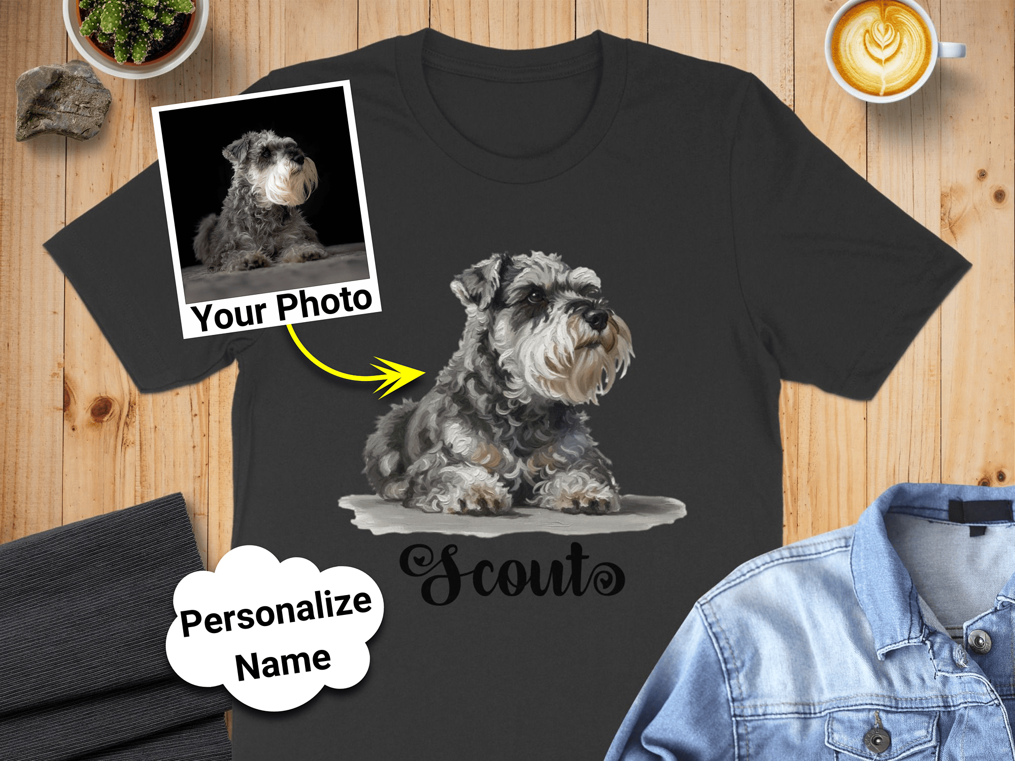 Custom Pet Portrait Tee Personalized With Your Dog's Name