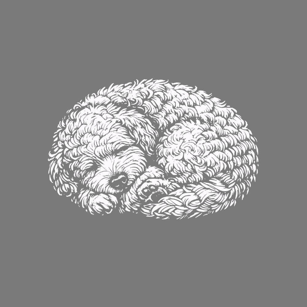 Cute Sleeping Dog in Gray Graphic Design Print