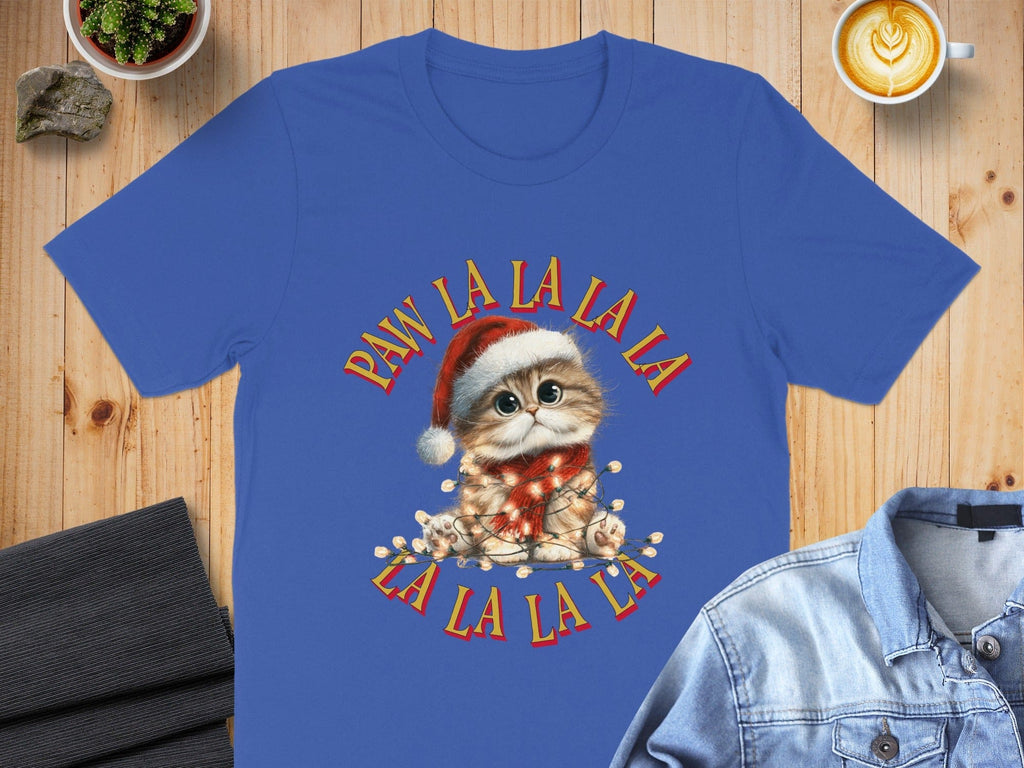 Cute Christmas Singing Cat Festive T-Shirt Holiday Tee
