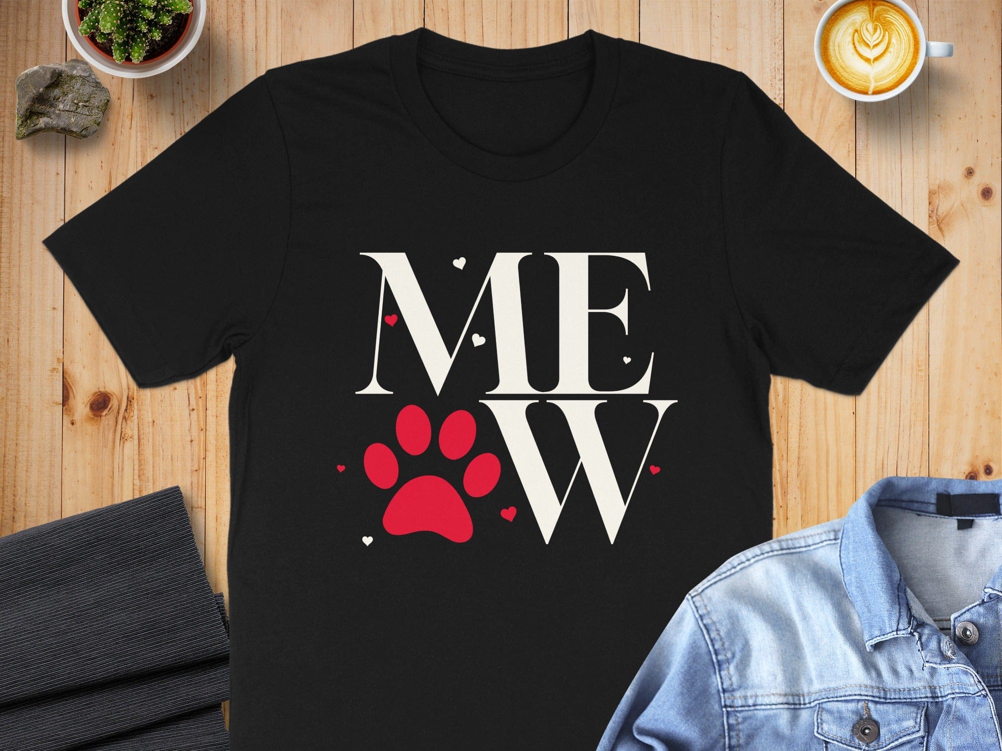 MEW Paw Print Heart Design T-Shirt