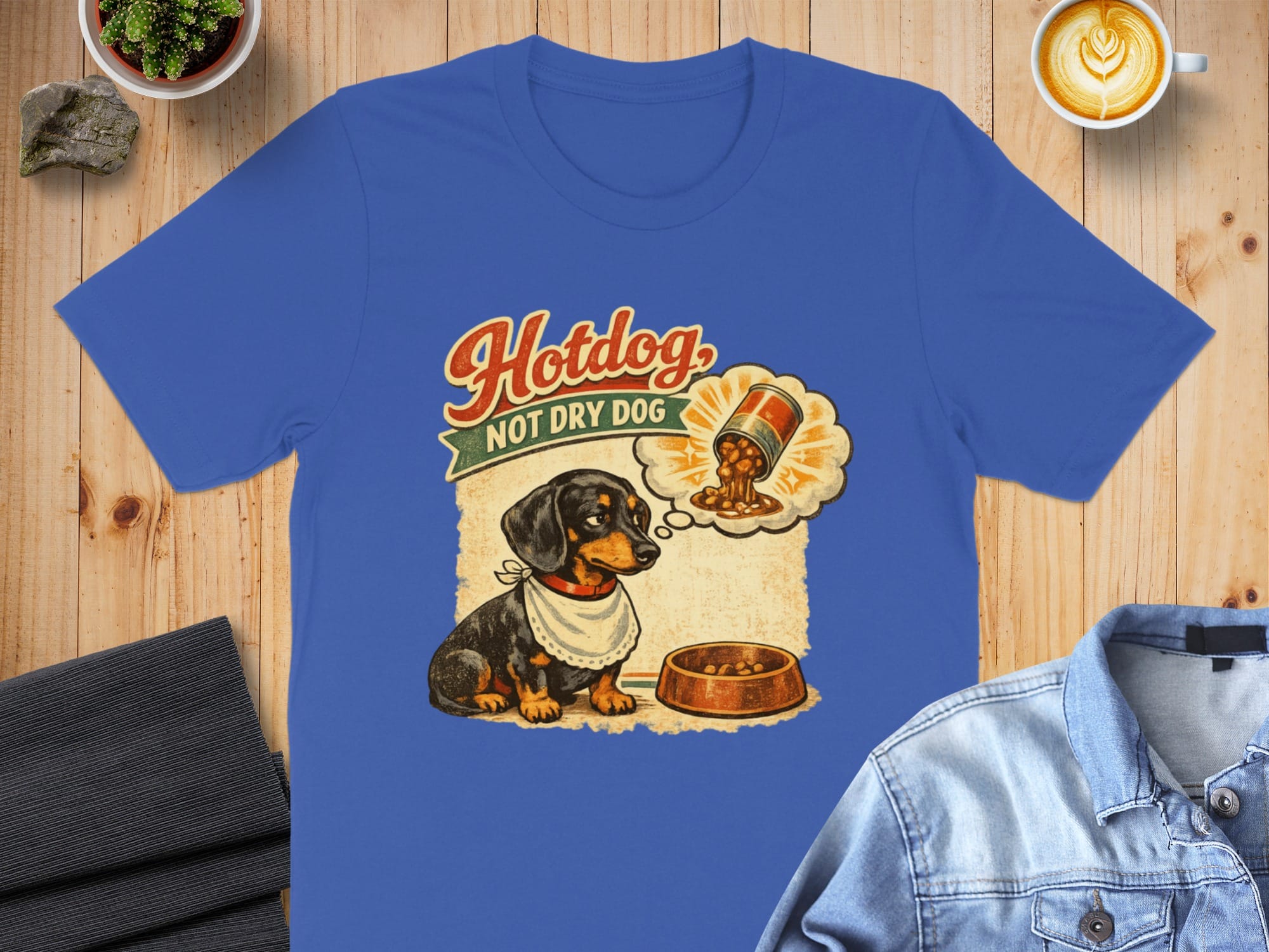 Hotdog Not Dry Dog Graphic Blue T-Shirt Apparel