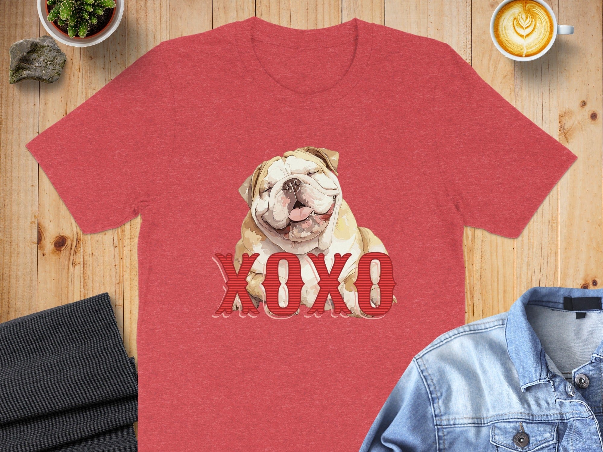 Adorable Bulldog XOXO Graphic Design T-Shirt