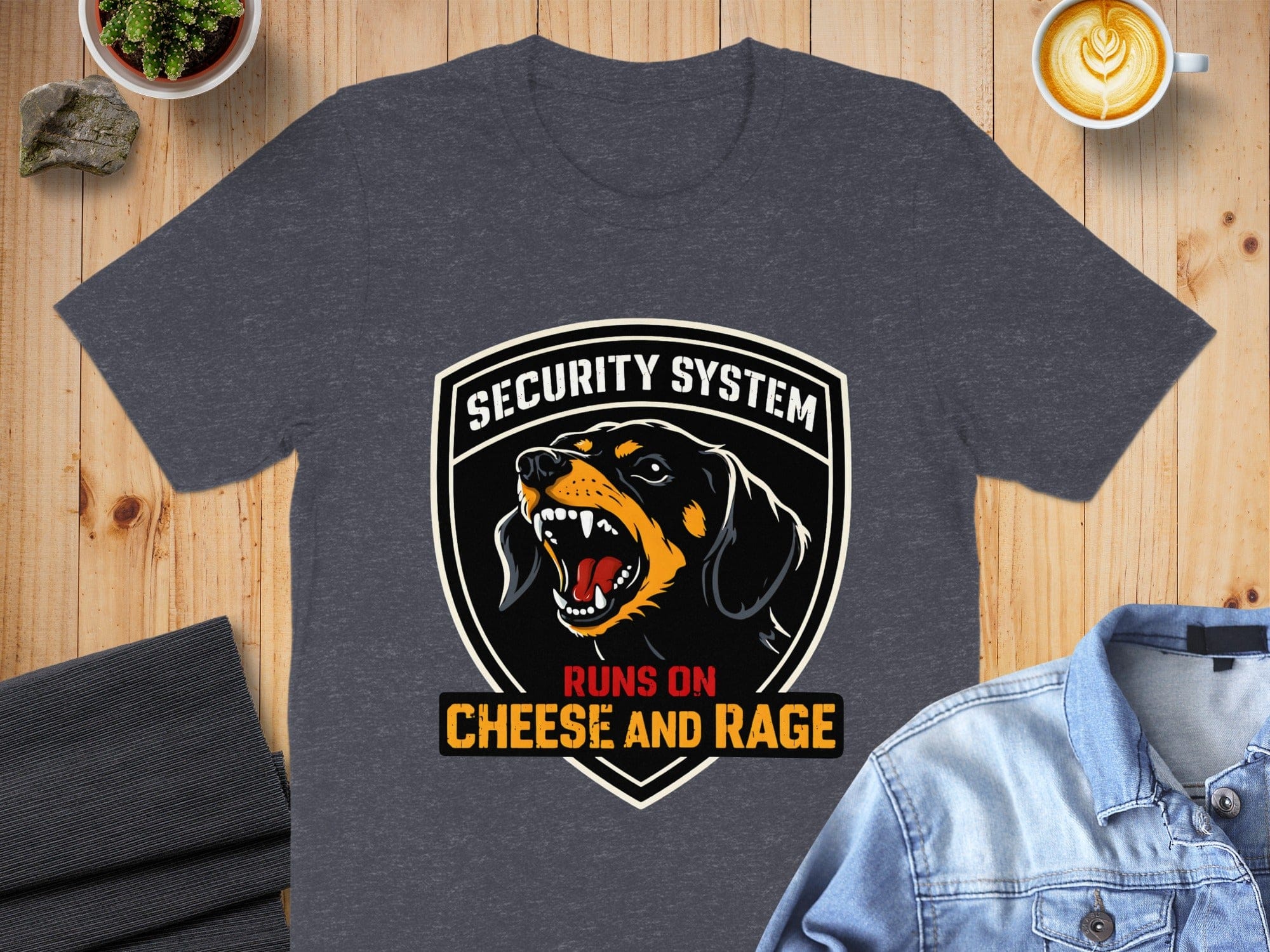 Security System Runs On Cheese And Rage T-shirt