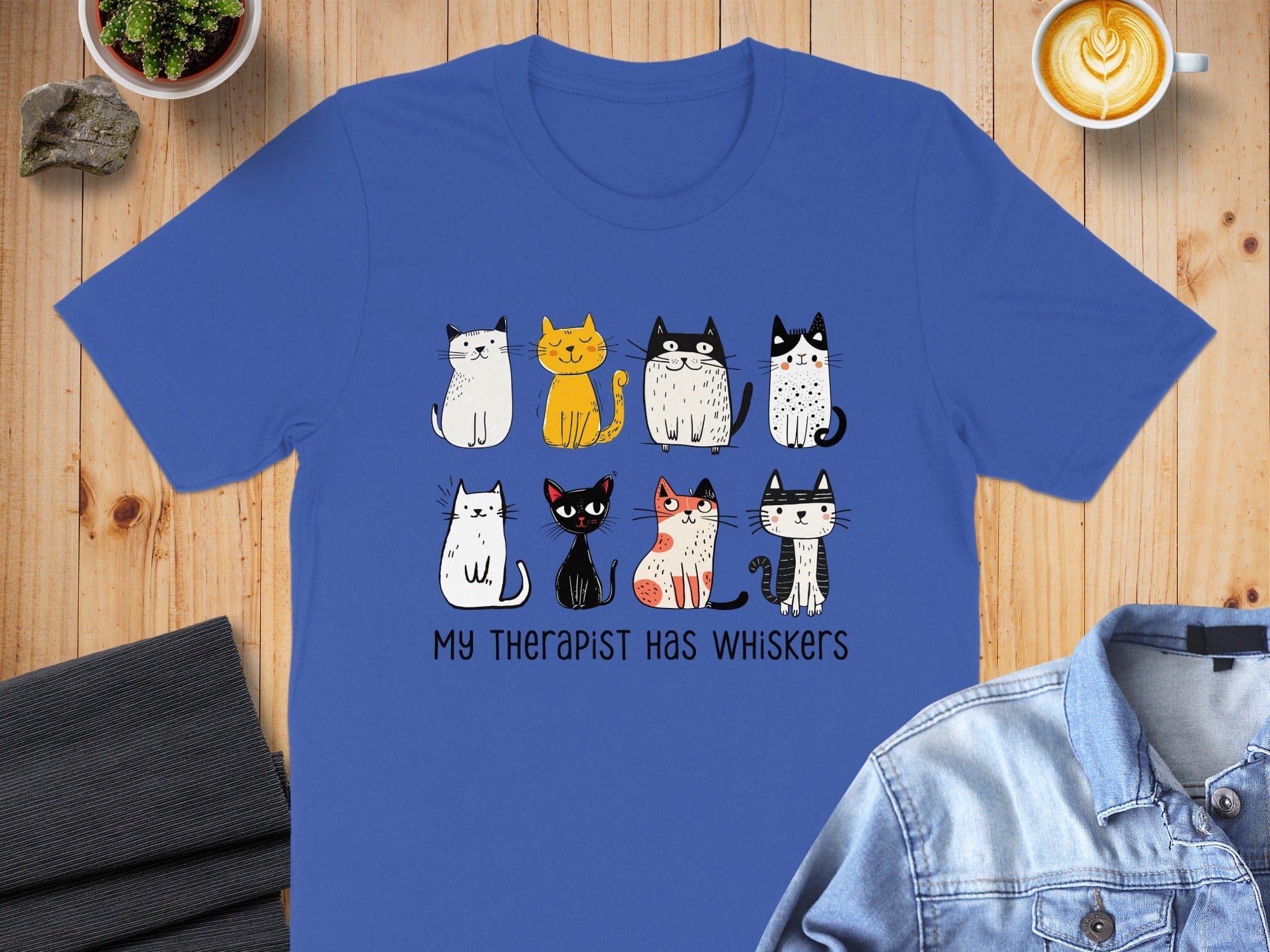 My Therapist Has Whiskers Blue Cat T-Shirt