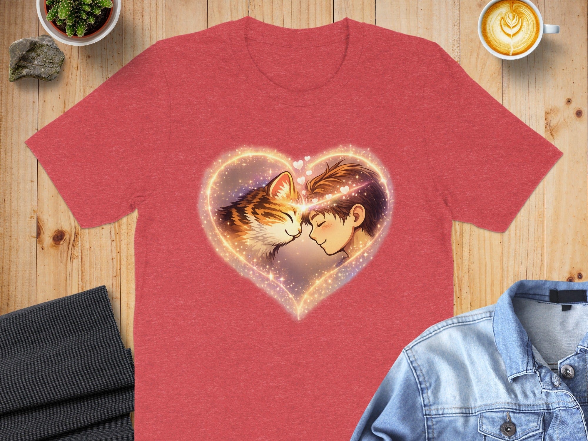 Heartwarming Cat and Human Love Print T-Shirt