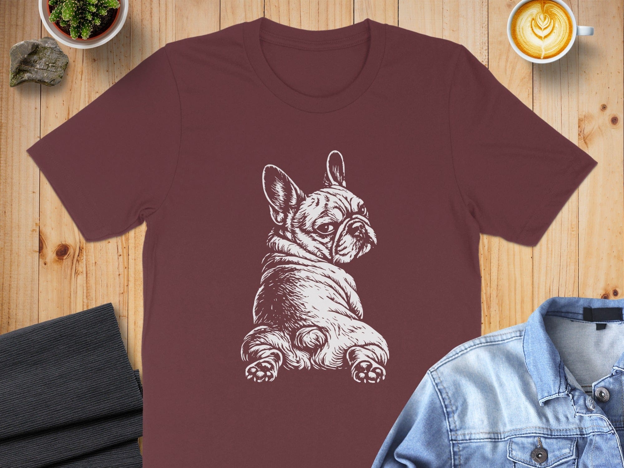 French Bulldog Sketch Design Maroon T-Shirt product