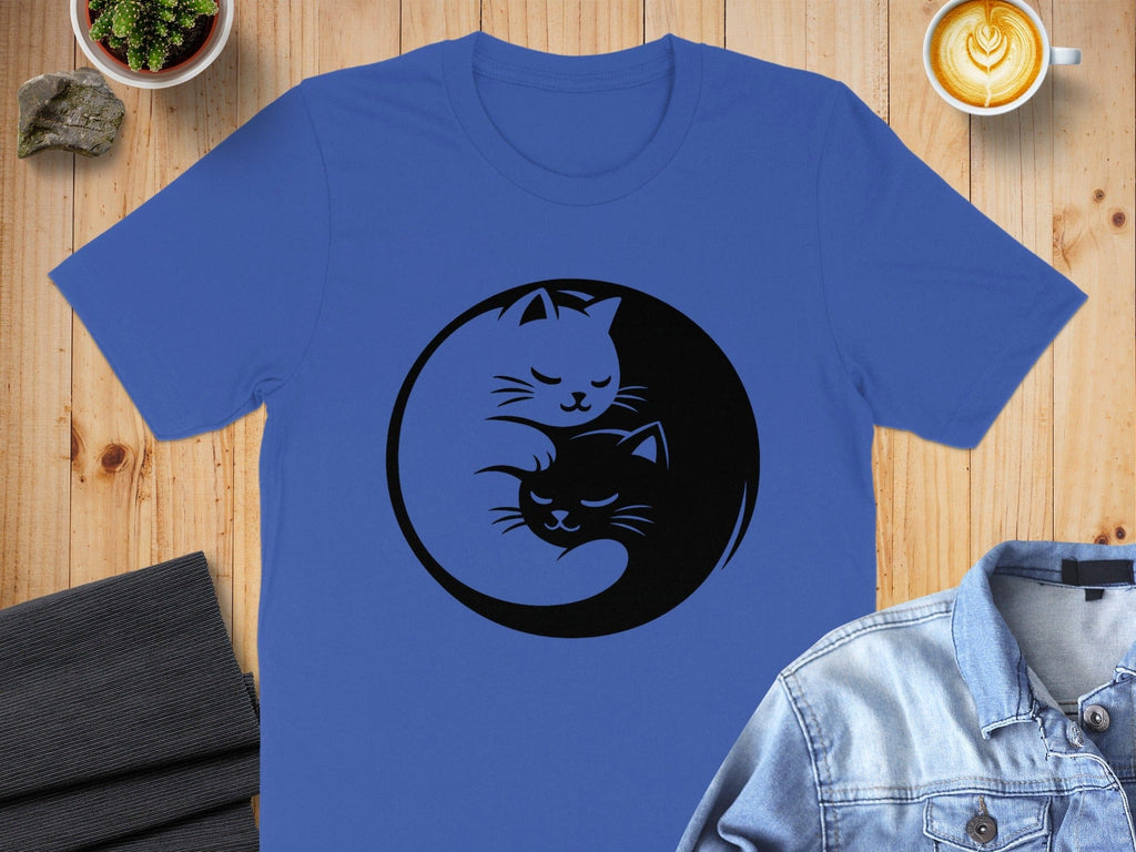 Yin Yang Black and White Cat Design T-Shirt Product