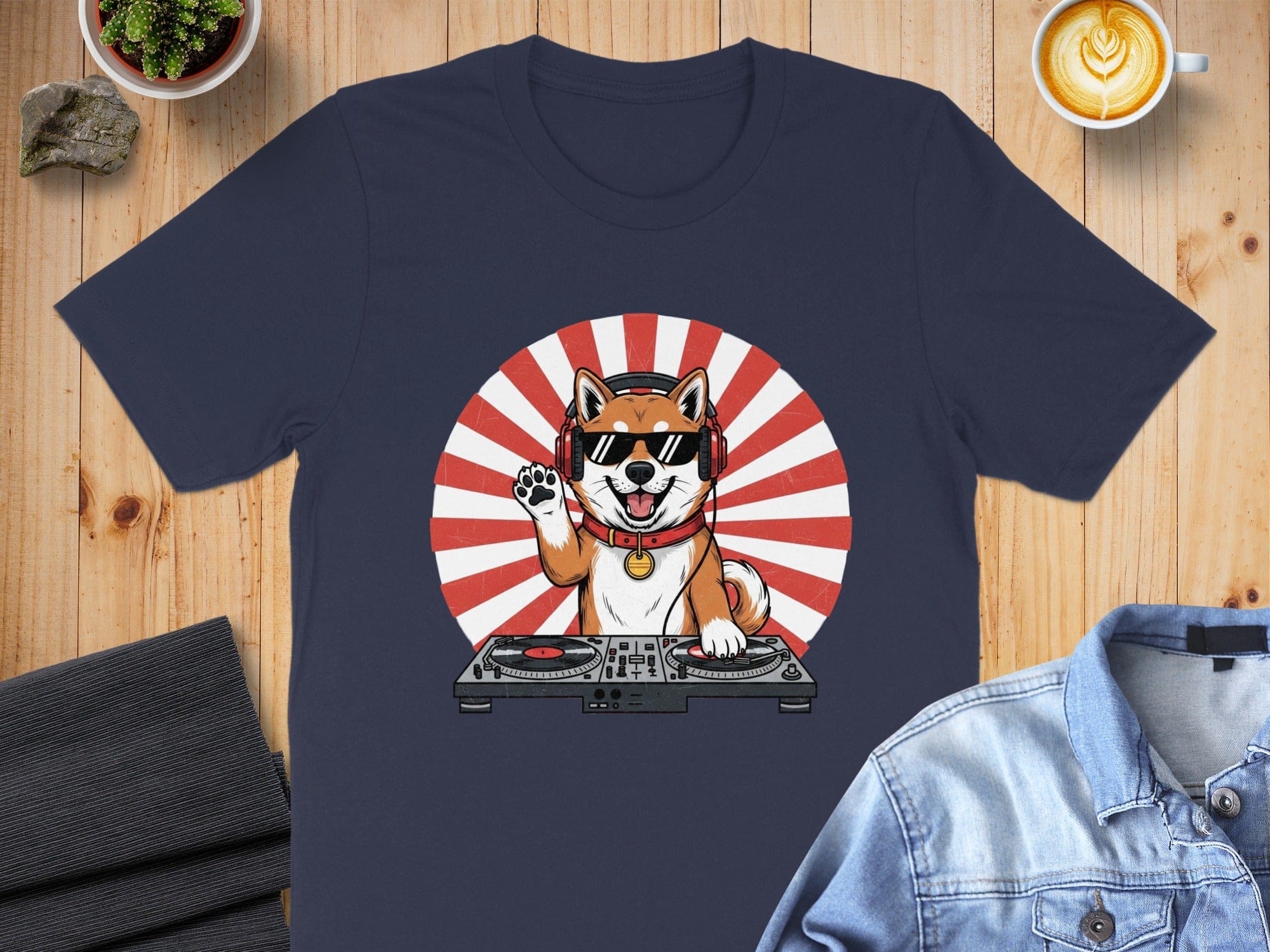 DJ Cat with Turntables Graphic T-Shirt Product