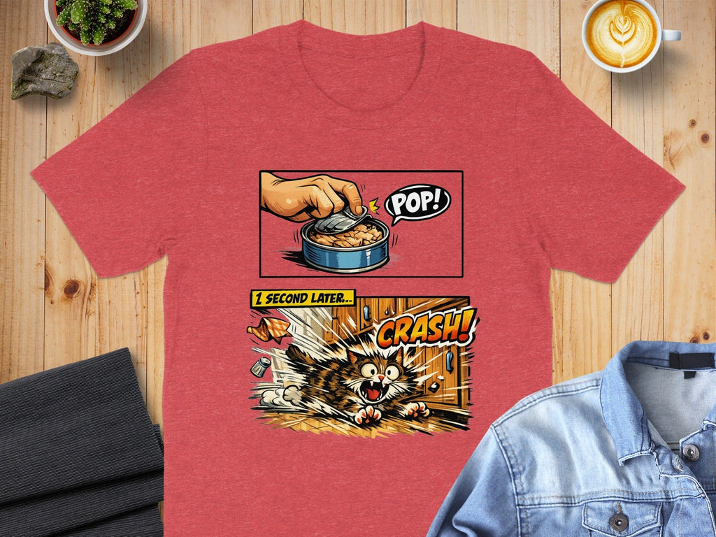 Funny Cat Crash Comic Strip Design T-Shirt