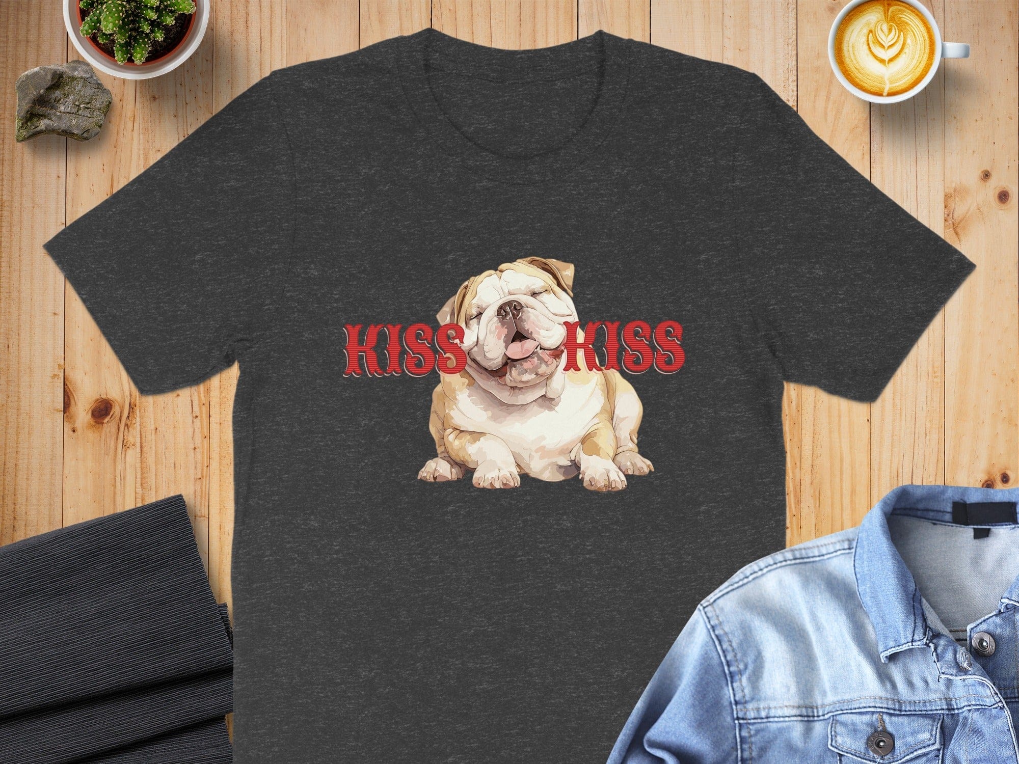 Kiss Kiss English Bulldog Graphic T-shirt