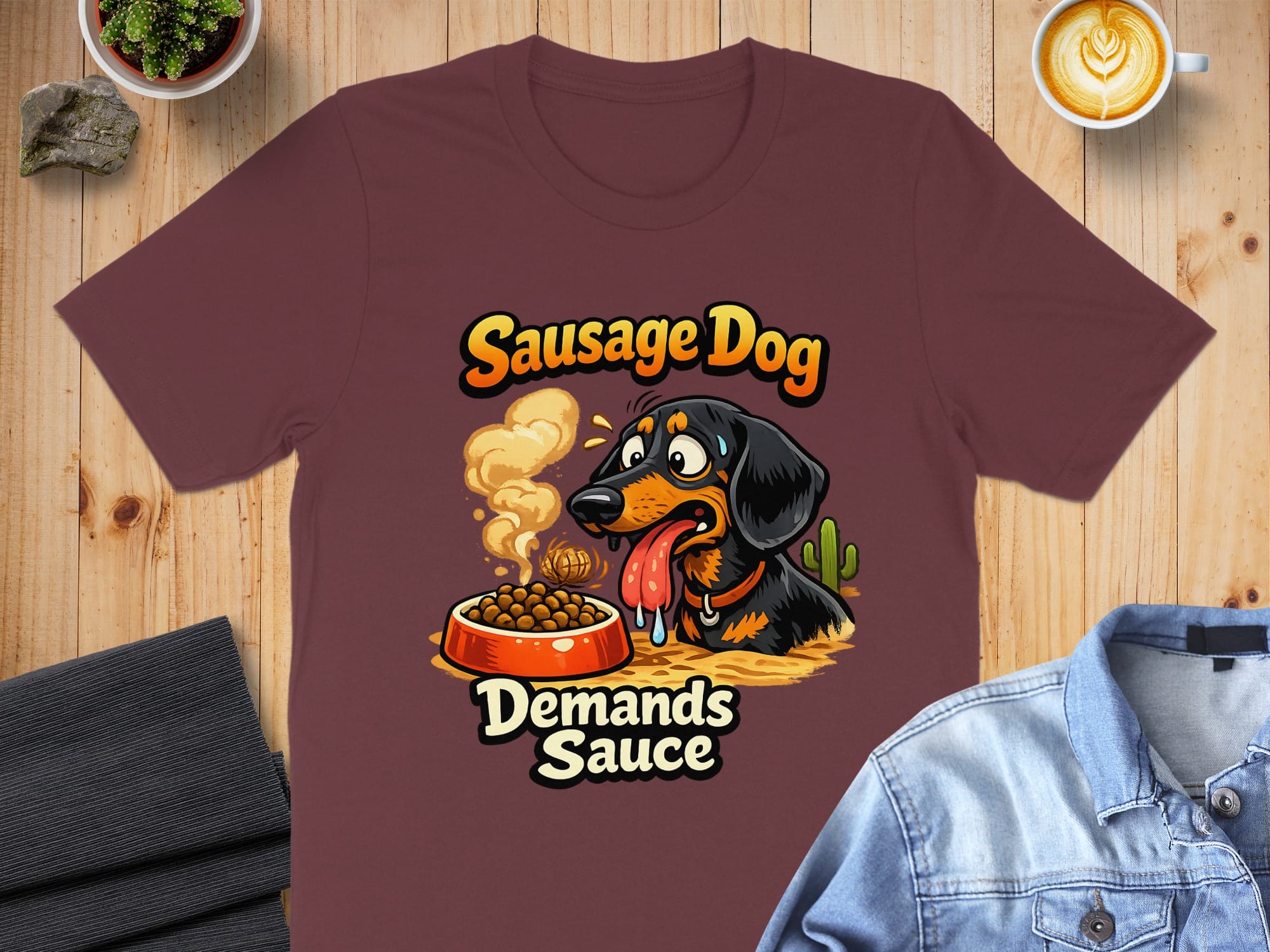 Sausage Dog Demands Sauce Graphic T-Shirt