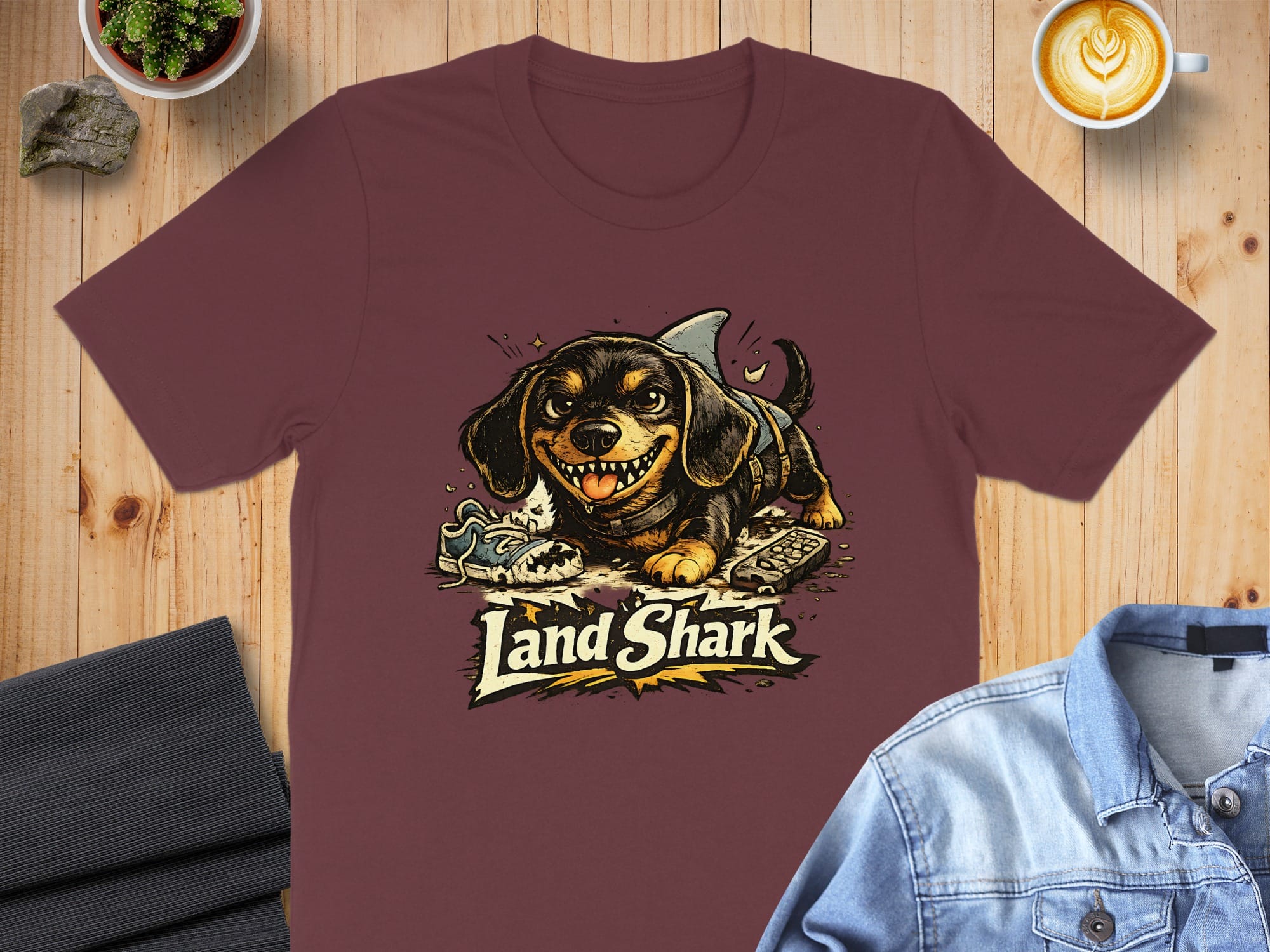 Land Shark Funny Dachshund Graphic T-Shirt