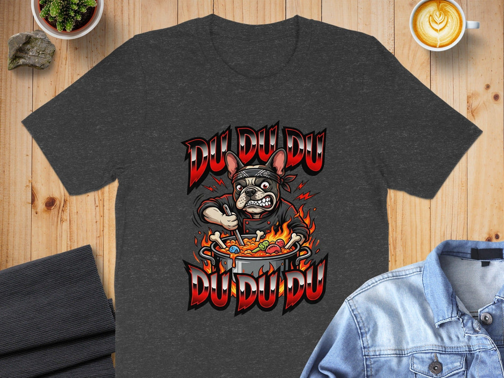 Funny Cartoon Angry Chef Bulldog Graphic T-Shirt