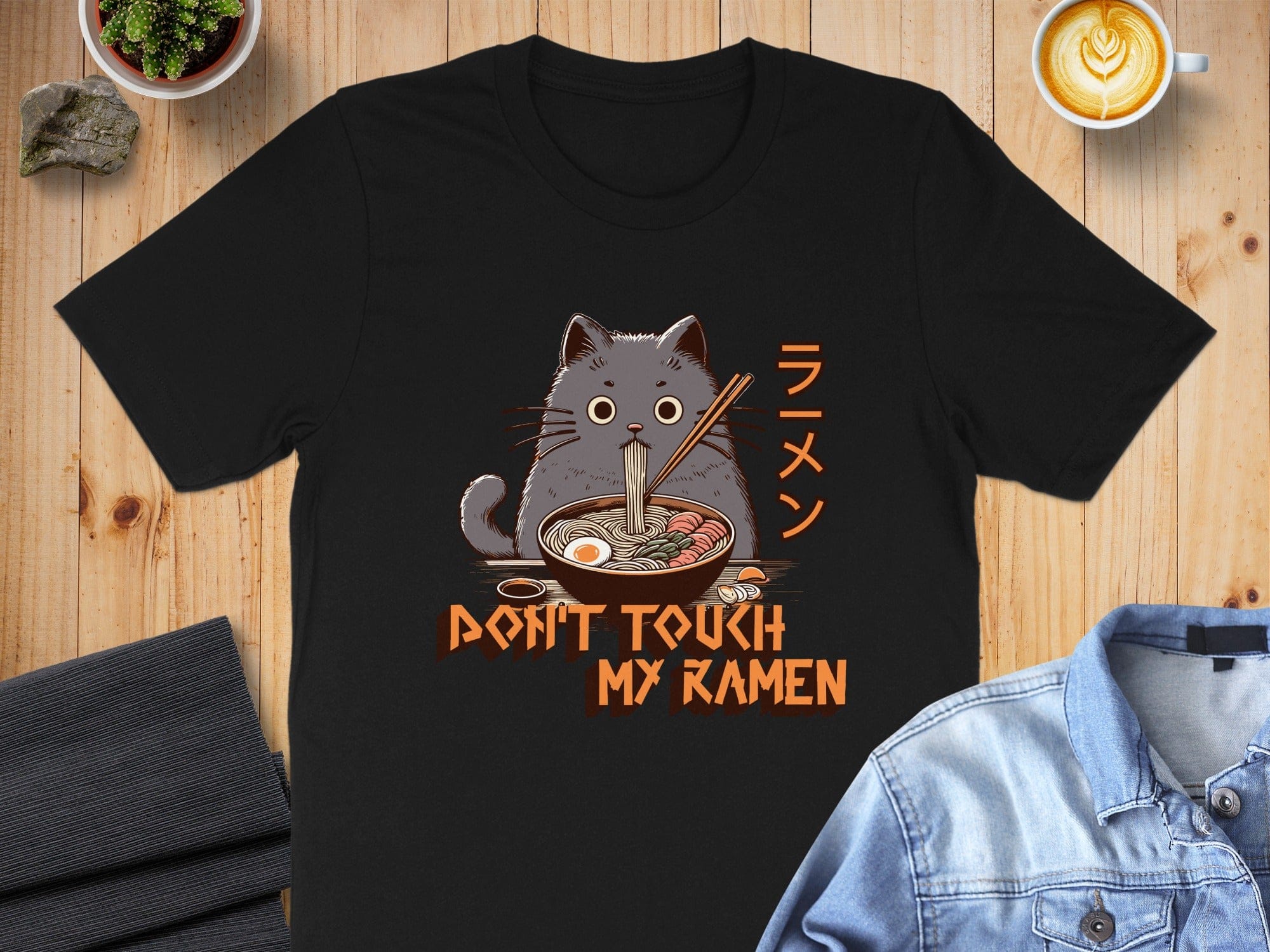 Don't Touch My Ramen Cat Graphic T-Shirt