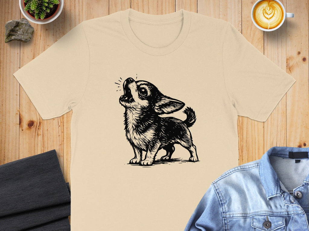 Adorable Howling Puppy Graphic Print T-Shirt
