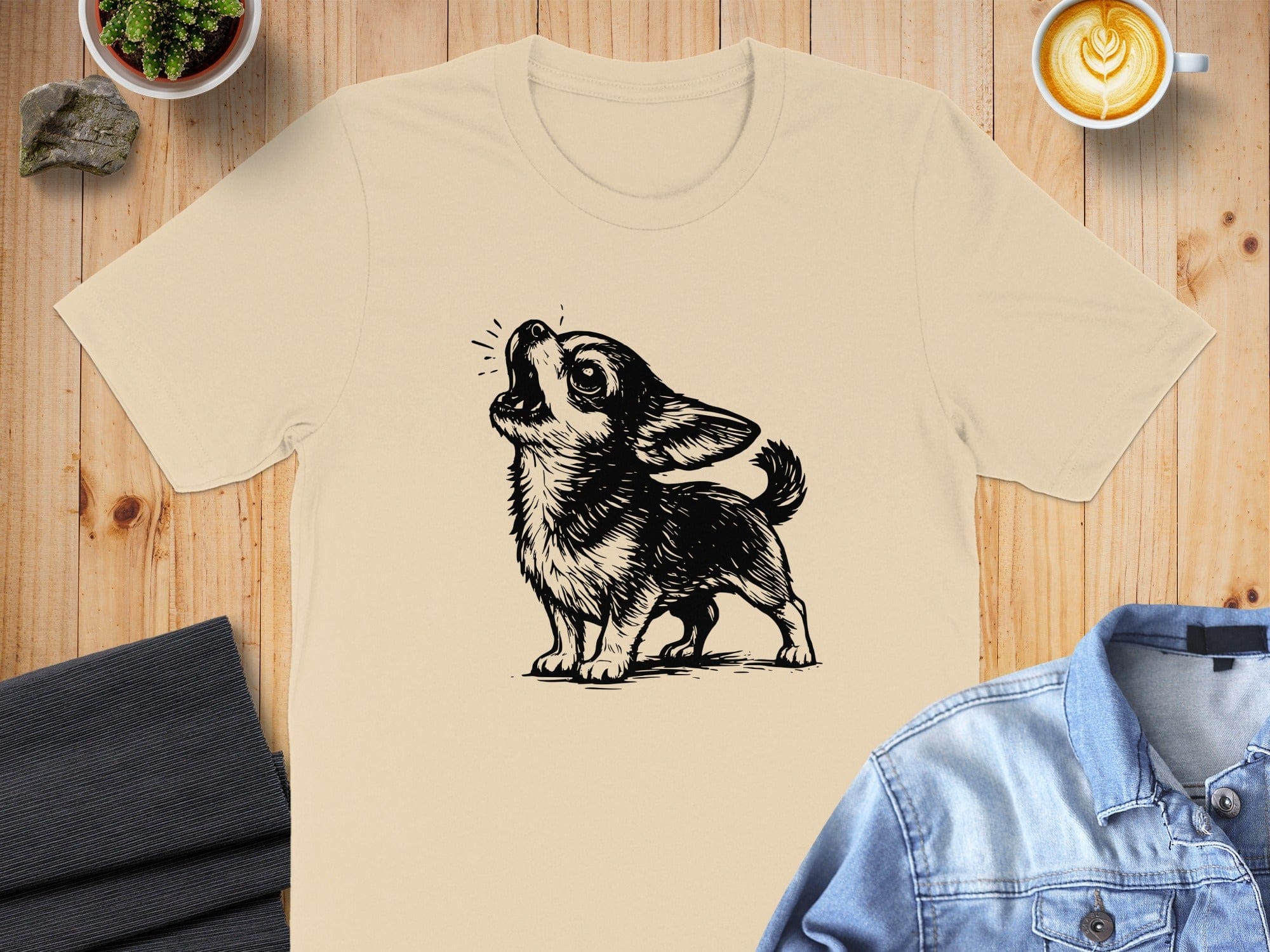 Adorable Howling Puppy Graphic Print T-Shirt
