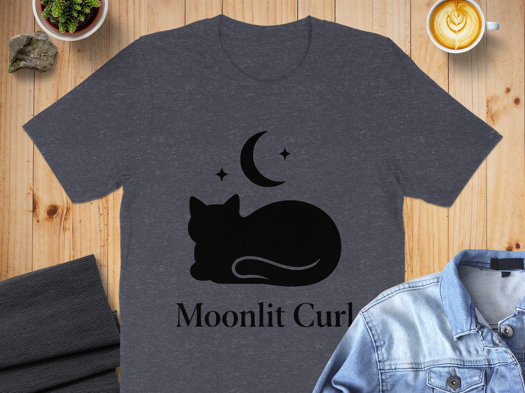 Moonlit Curl Cat Design T-shirt for Pet Lovers