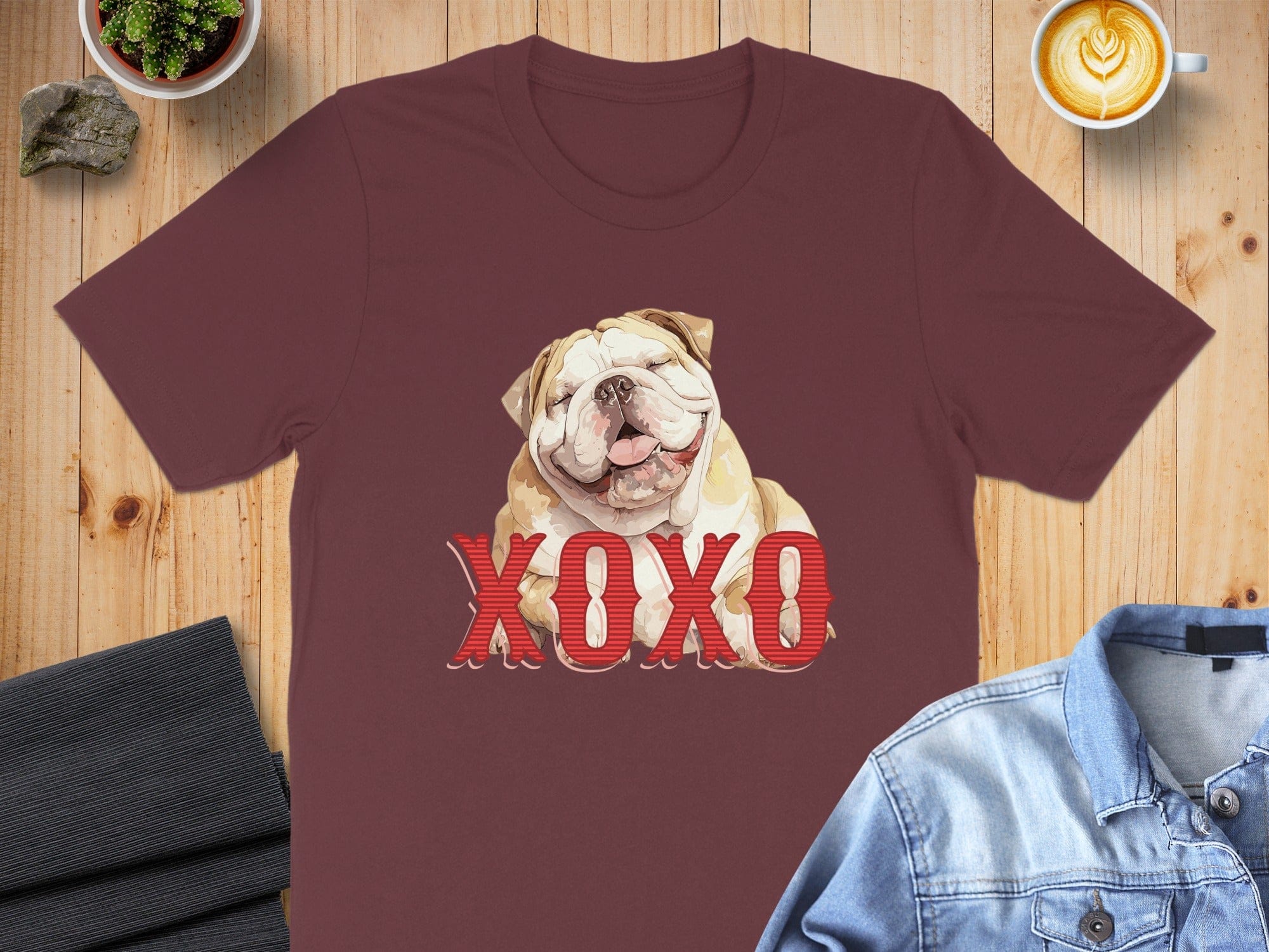Adorable Bulldog XOXO Graphic T-Shirt for Dog Lovers