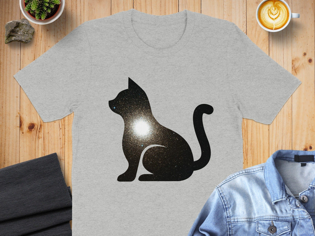 Cat Silhouette with Cosmic Background T-shirt