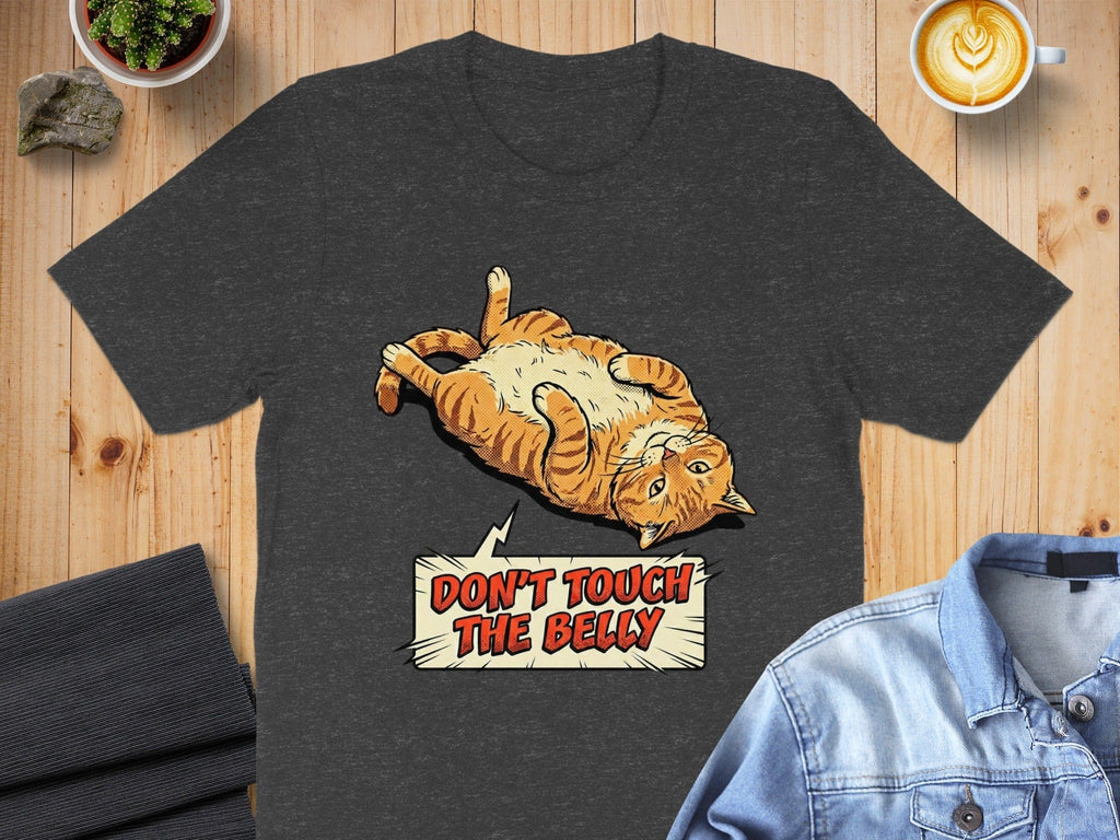 Funny Don't Touch The Belly Cat Graphic T-Shirt