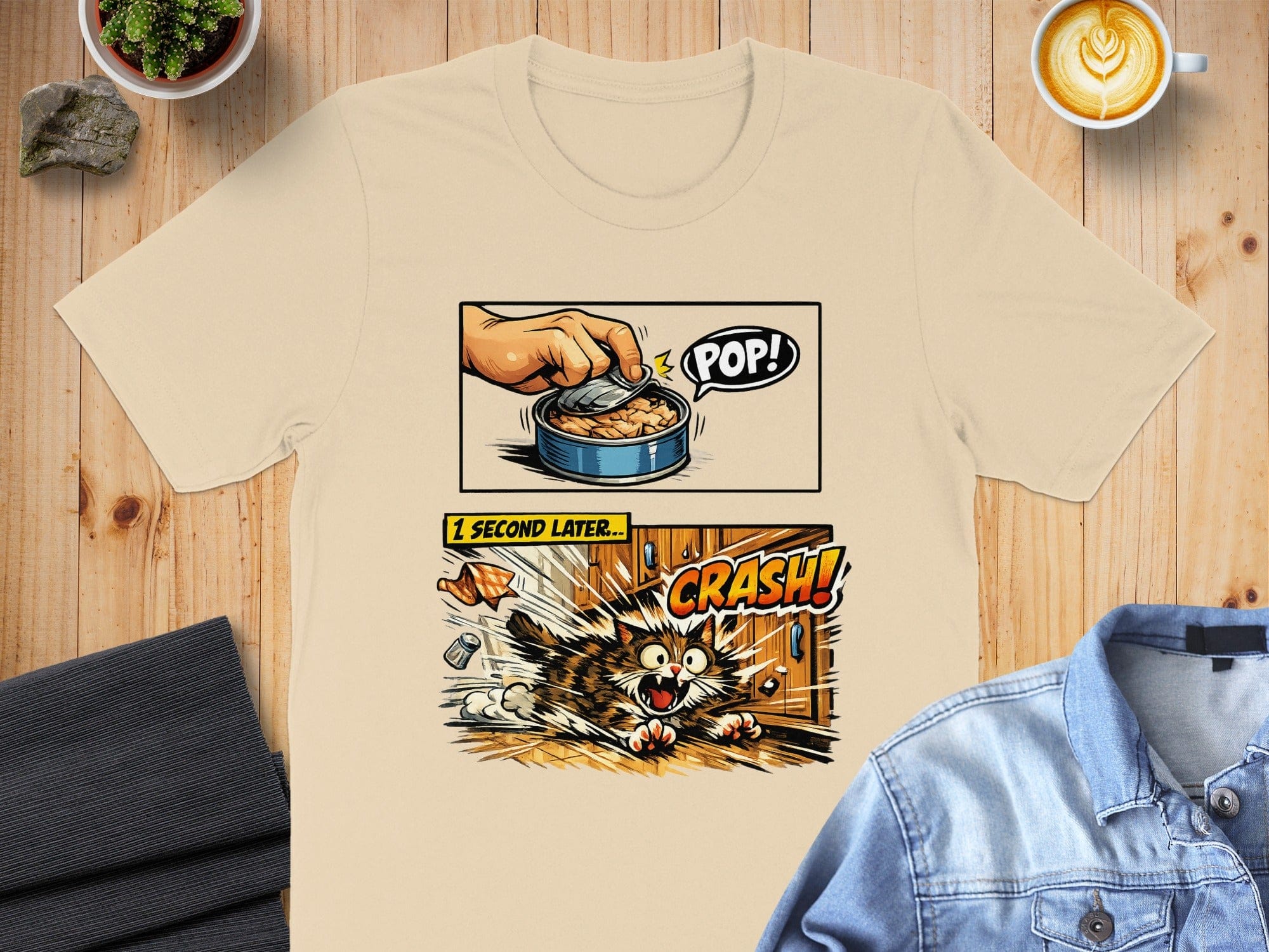 Funny Cat Reaction Comic Strip Design T-Shirt