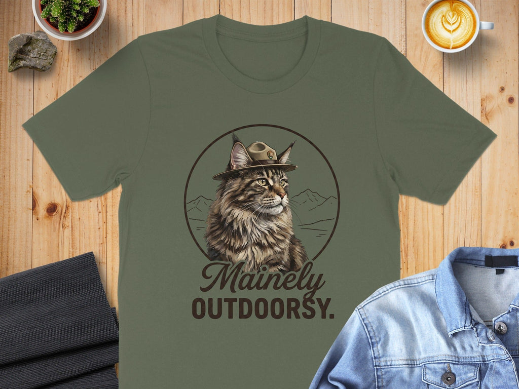 Mainly Outdoorsy Maine Coon Cat T-Shirt