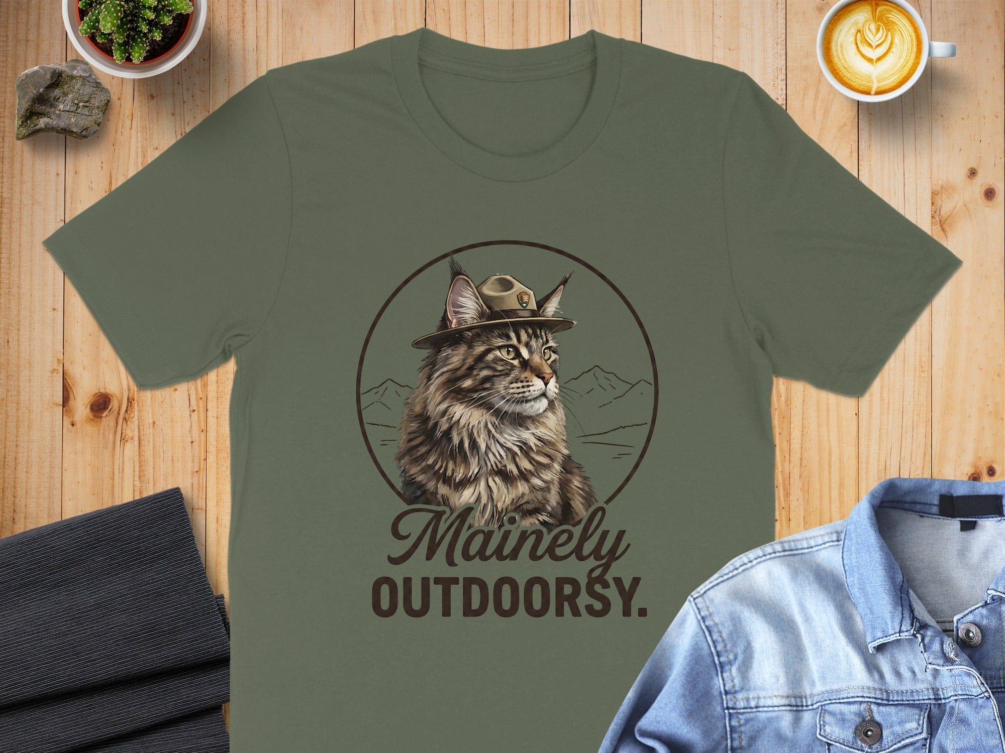 Mainly Outdoorsy Maine Coon Cat T-Shirt