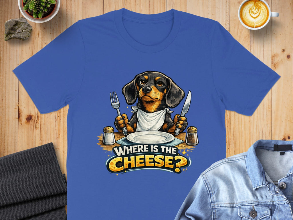 Where Is The Cheese Cute Dog Holding Fork Knife Shirt