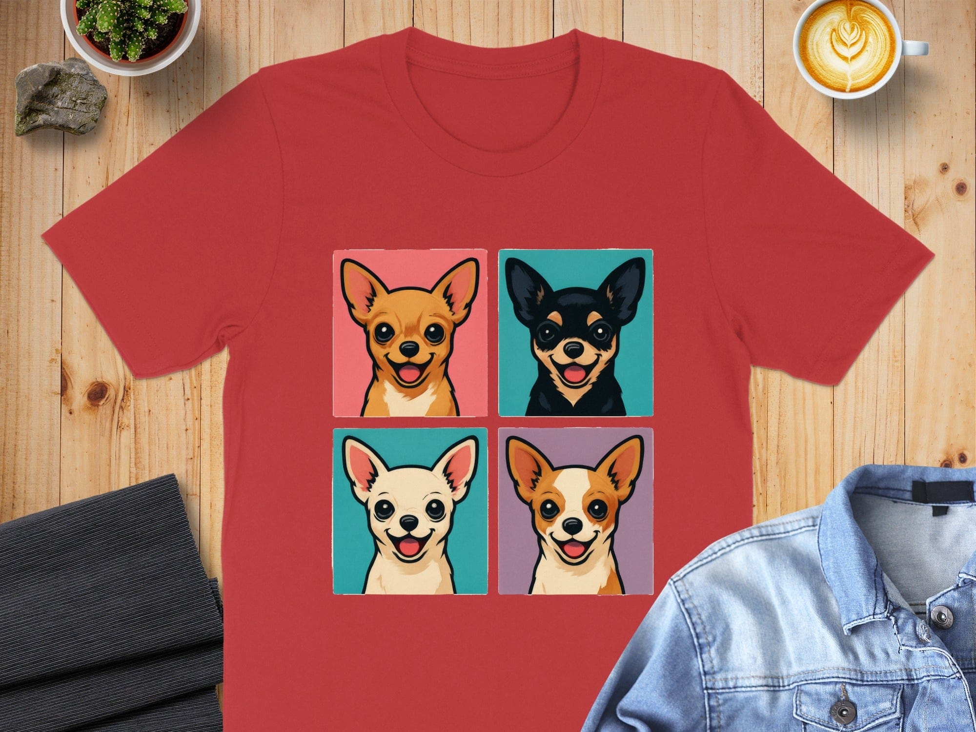 Colorful Artistic Chihuahua Faces Graphic T-shirt