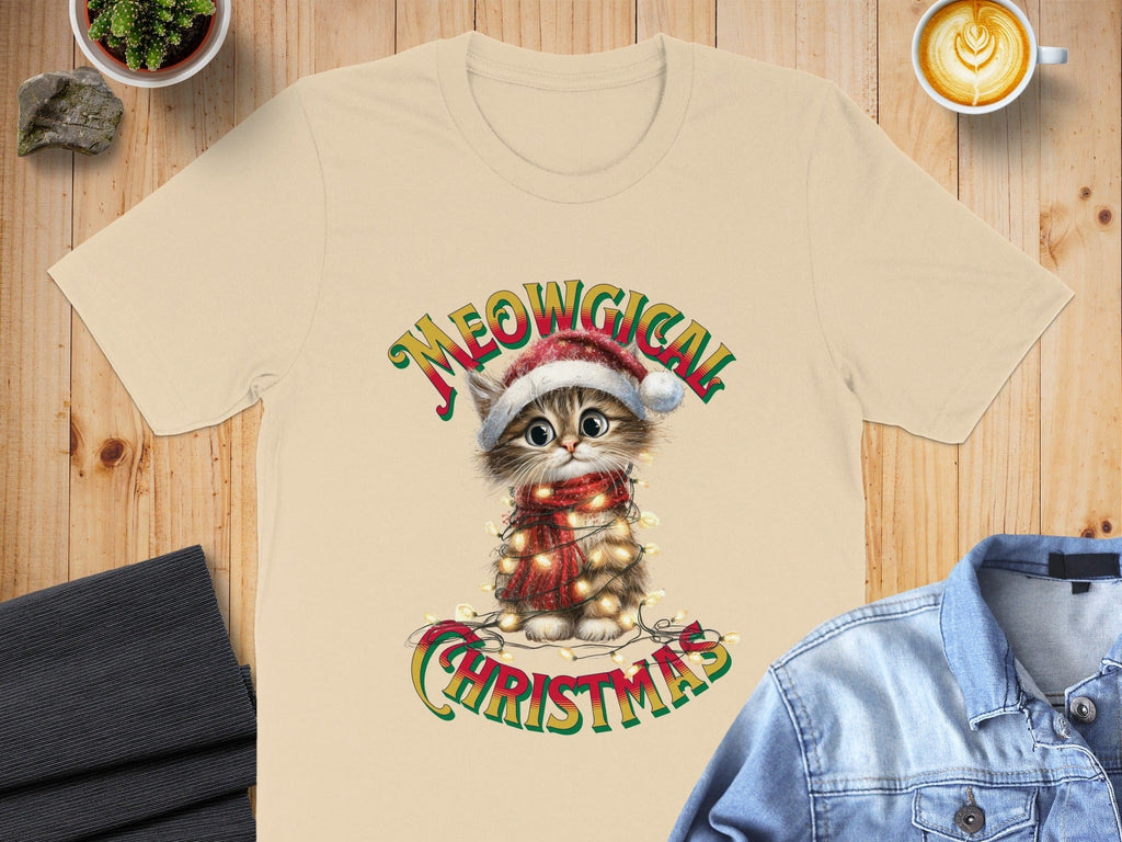 Festive Meowgical Christmas Cat Graphic T-Shirt