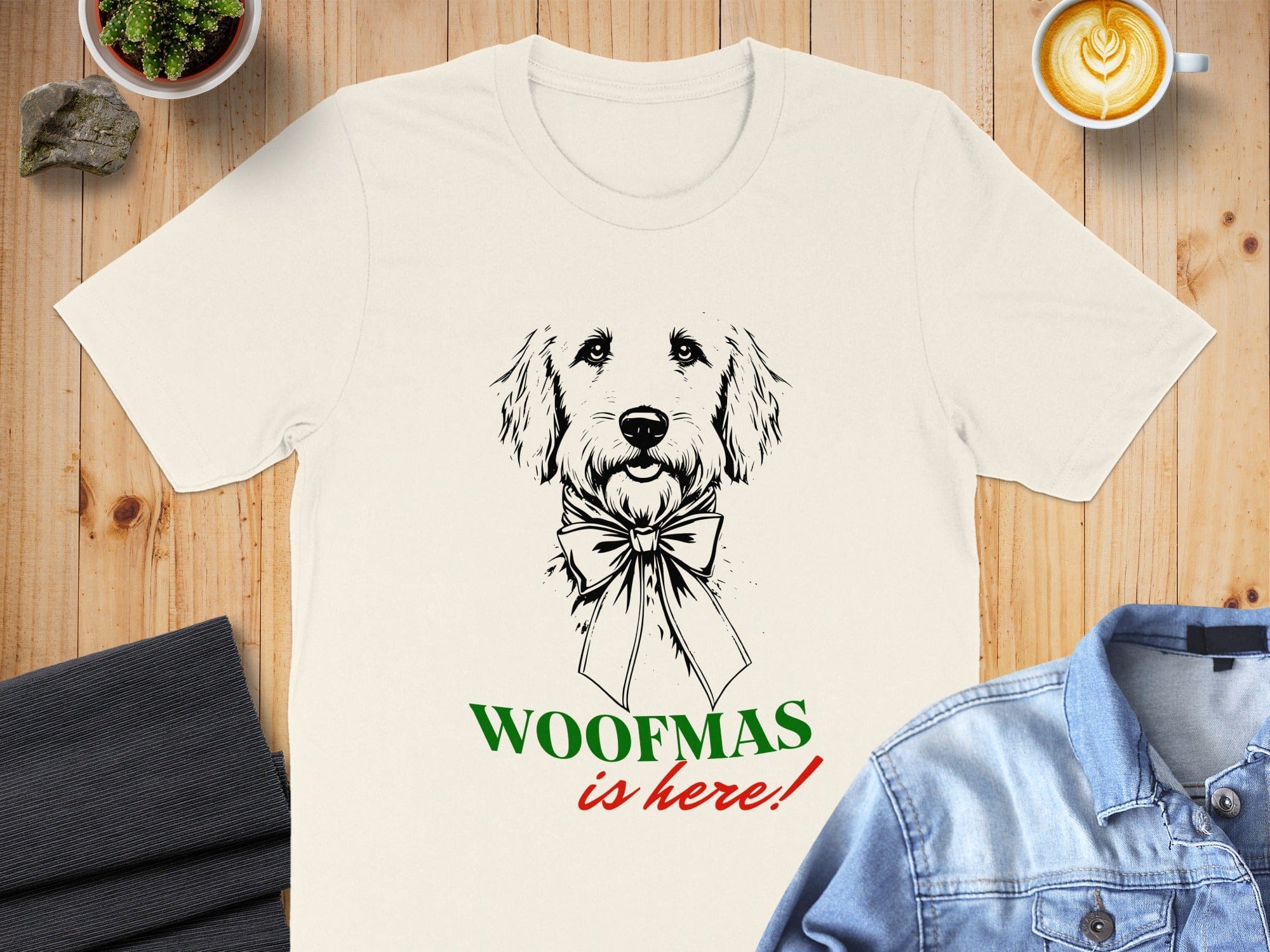 Woofmas Is Here Festive Dog Illustration T-shirt