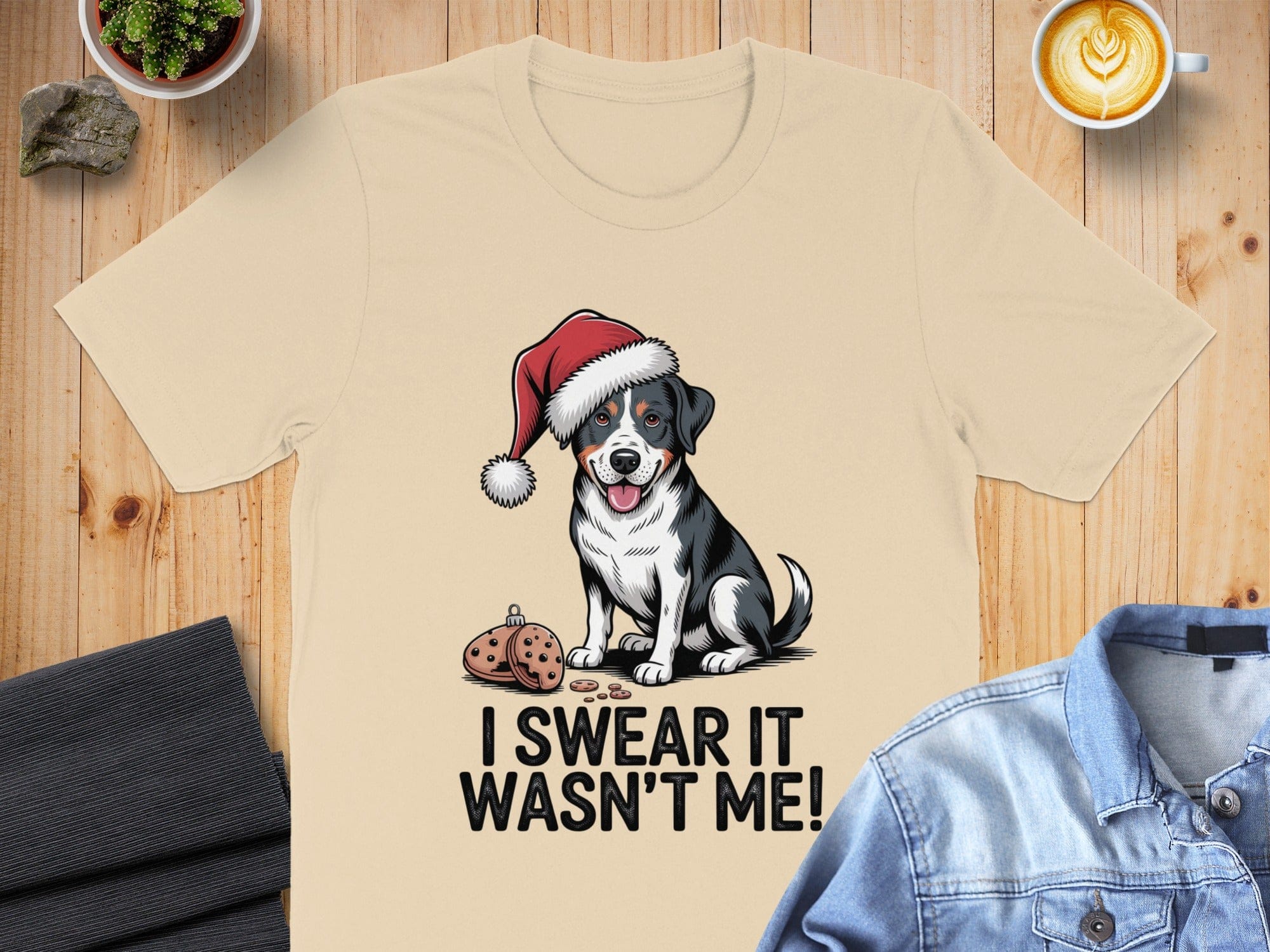 Funny Dog Christmas T-Shirt with Cute Cartoon Print