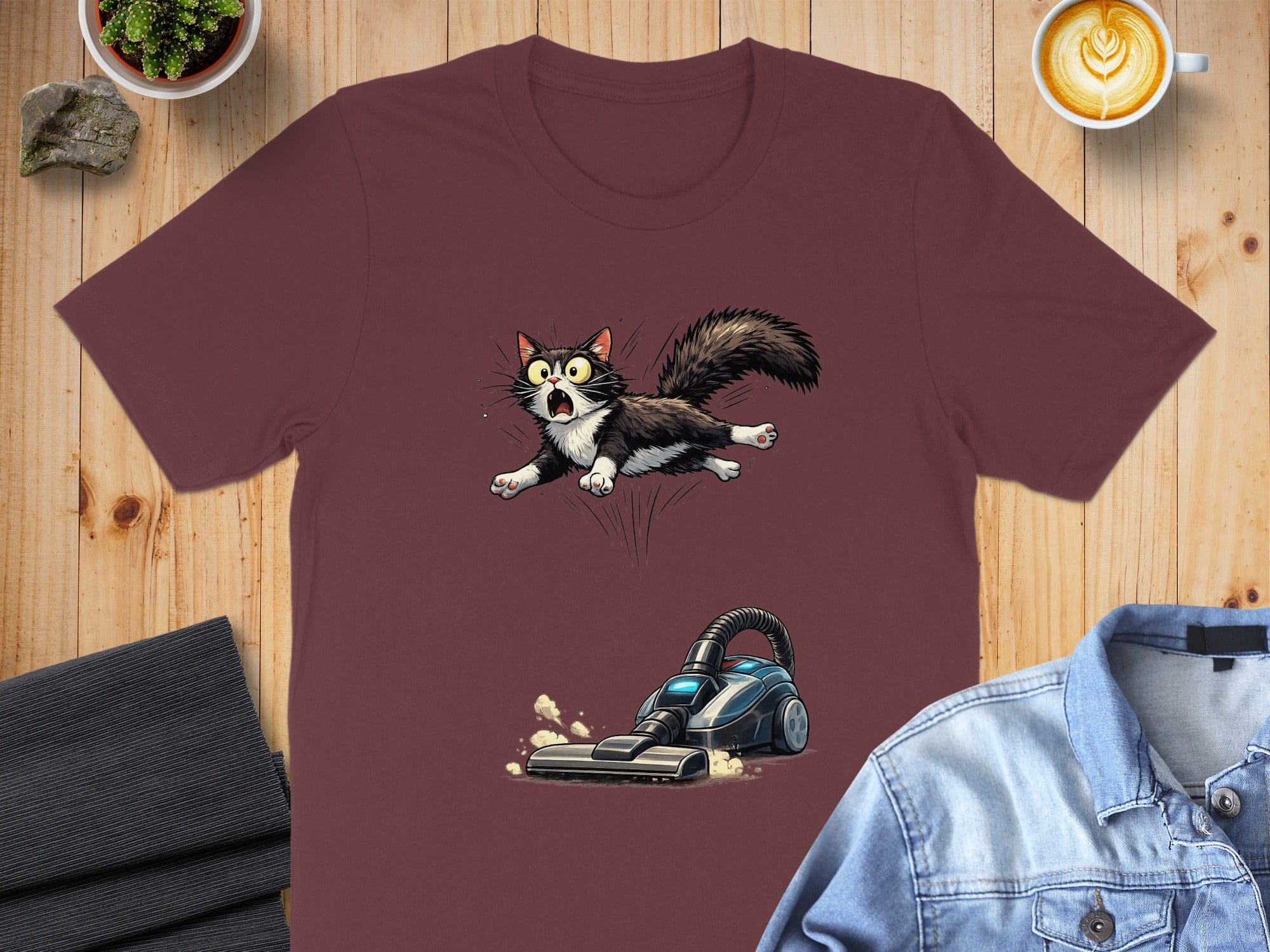 Funny Cat Freaks Out Over Vacuum T-Shirt for Sale