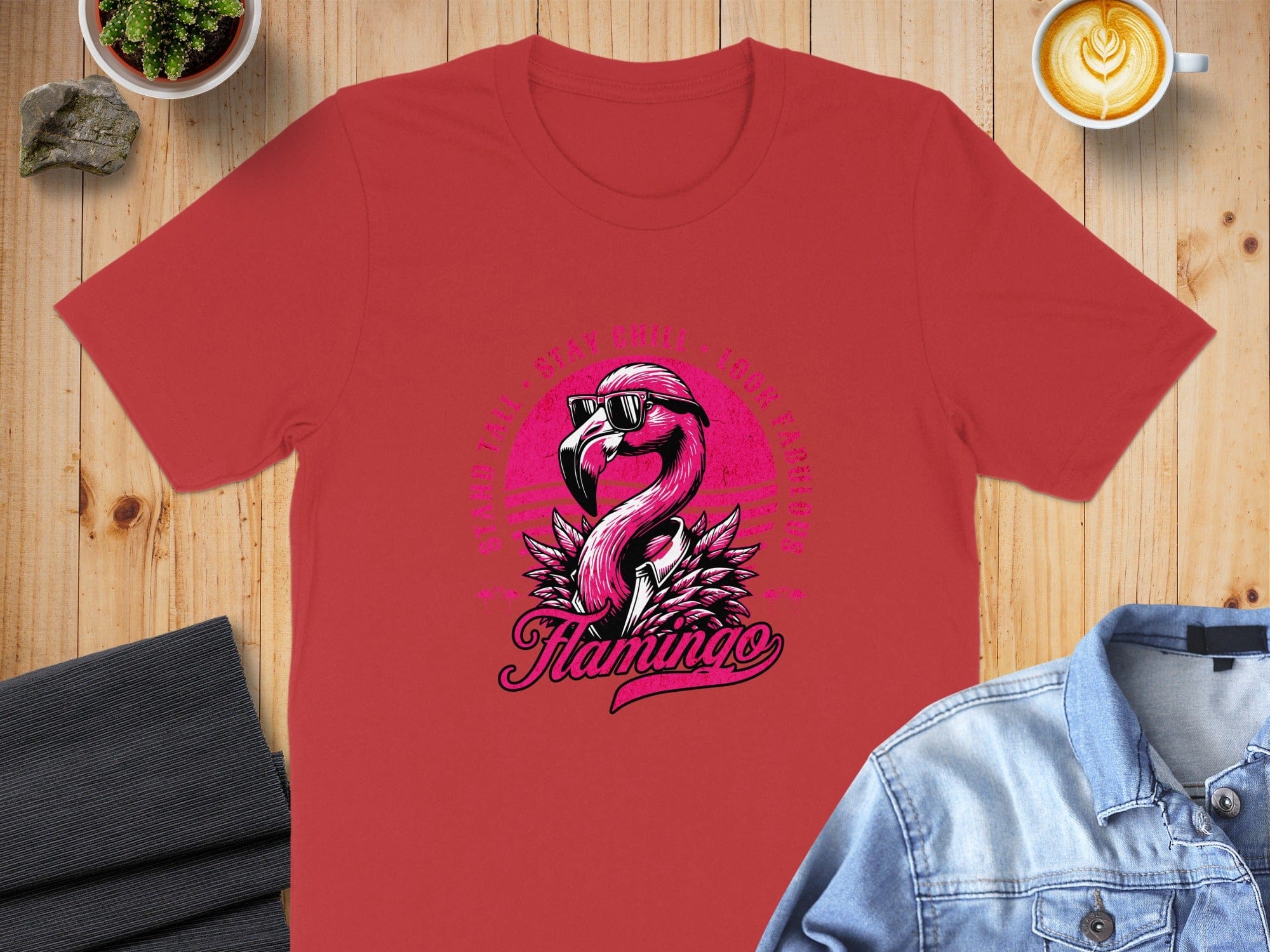 Stand Tall Stay Chill Cool Sunglasses Flamingo Shirt
