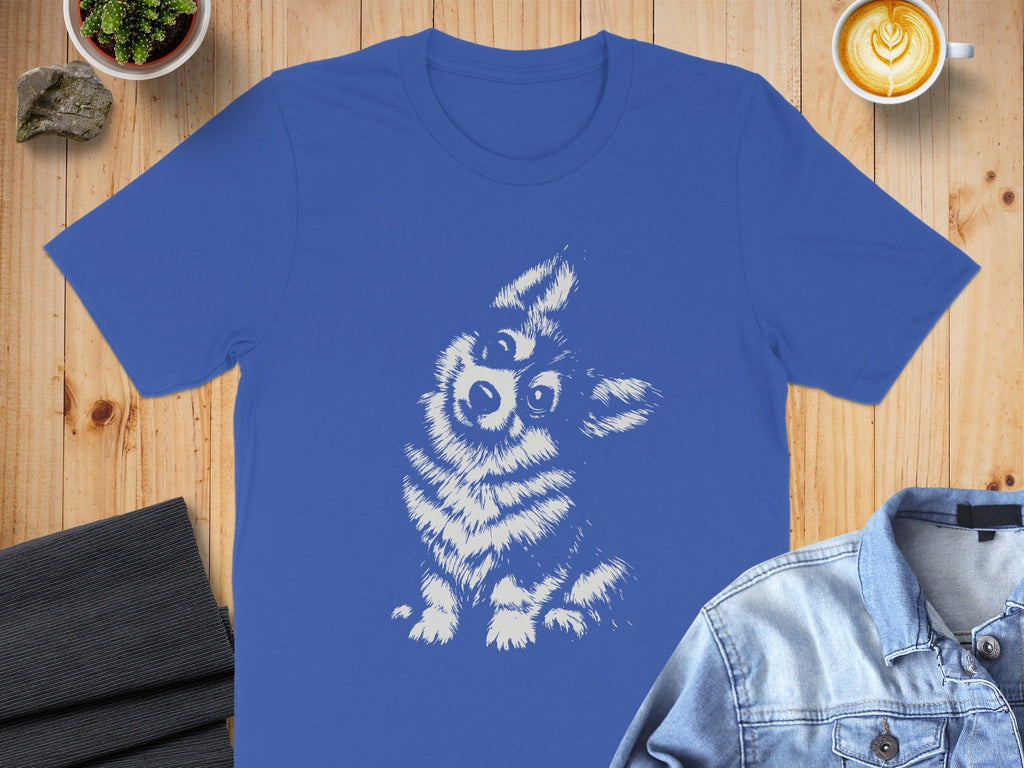 Cute Puppy Graphic on Blue Casual Wear Shirt