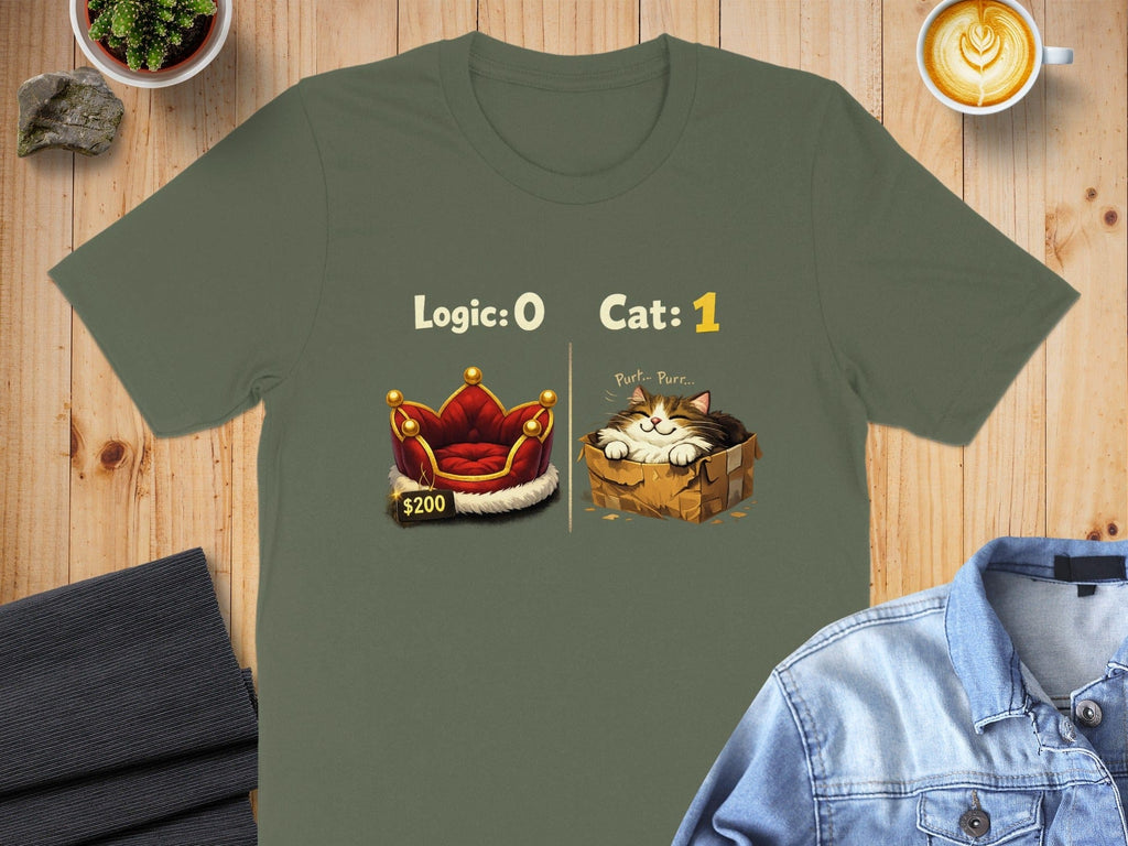 Funny Cat Logic 0 vs Cat 1 T-shirt Graphic Tee