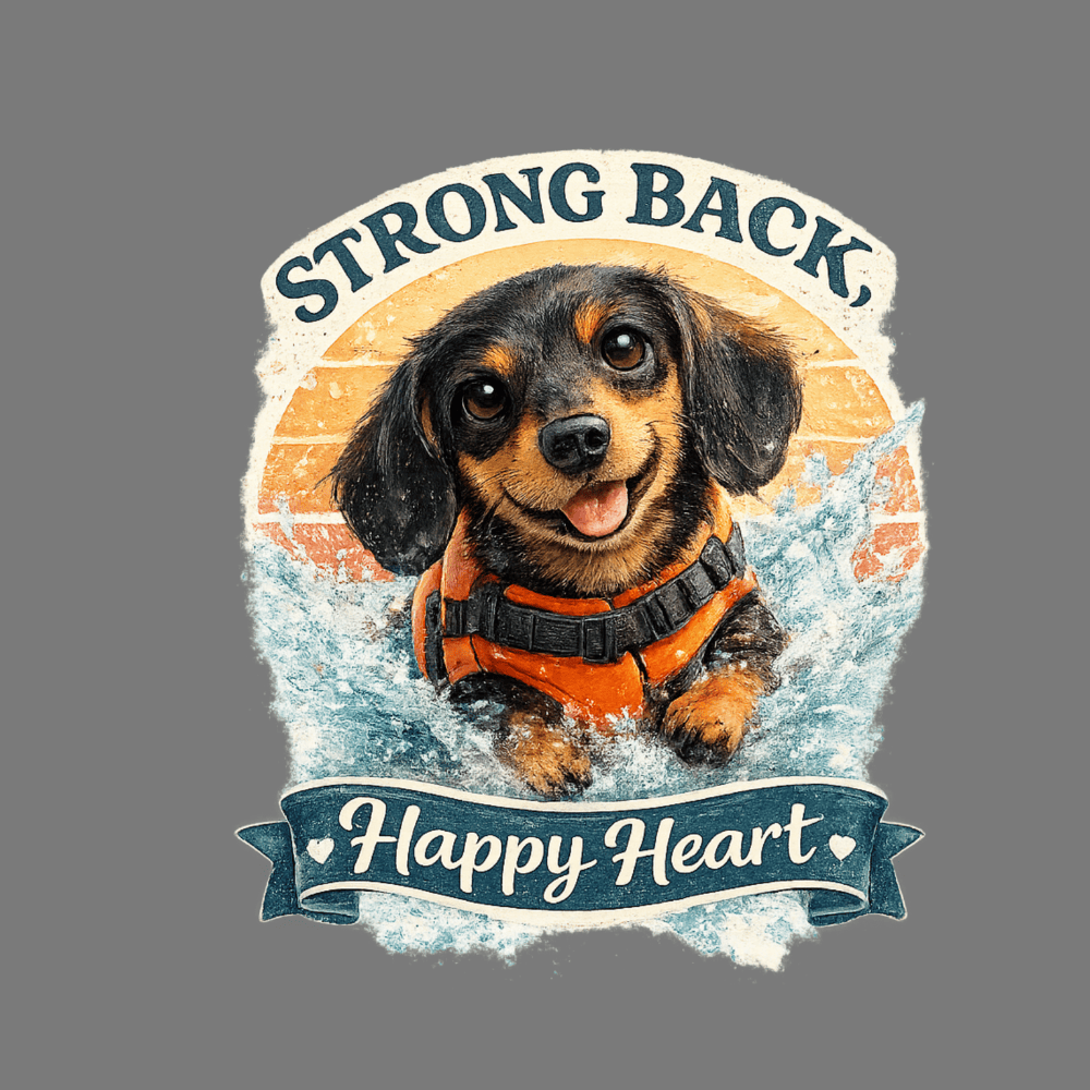 Strong Back Happy Heart Cute Dog Illustration Design