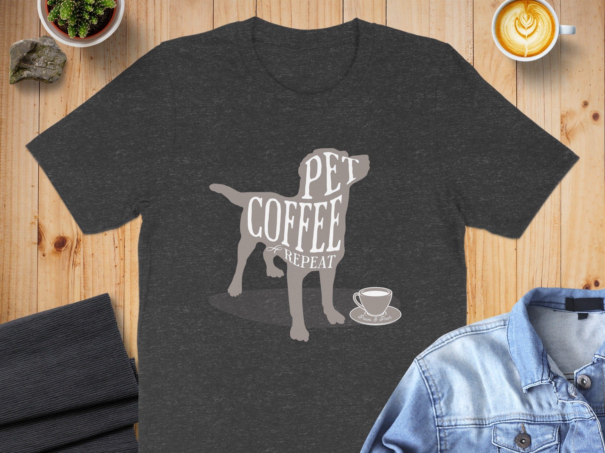 Pet Coffee Repeat Dog Lover Graphic T-Shirt
