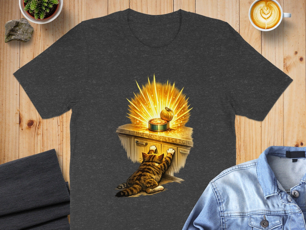 Cat Reaching for Glowing Can of Food T-Shirt
