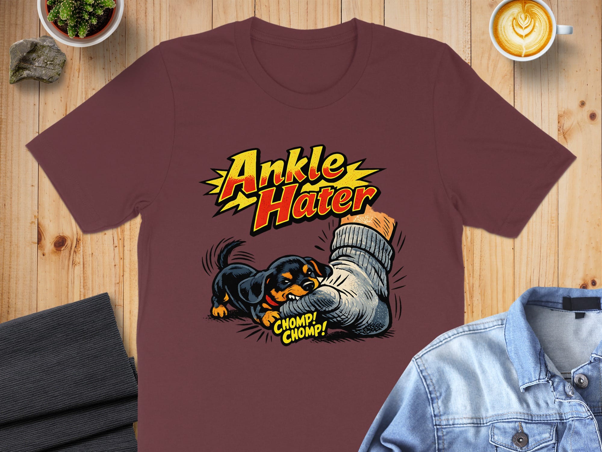 Ankle Hater Chomp Chomp Dog Graphic T-Shirt