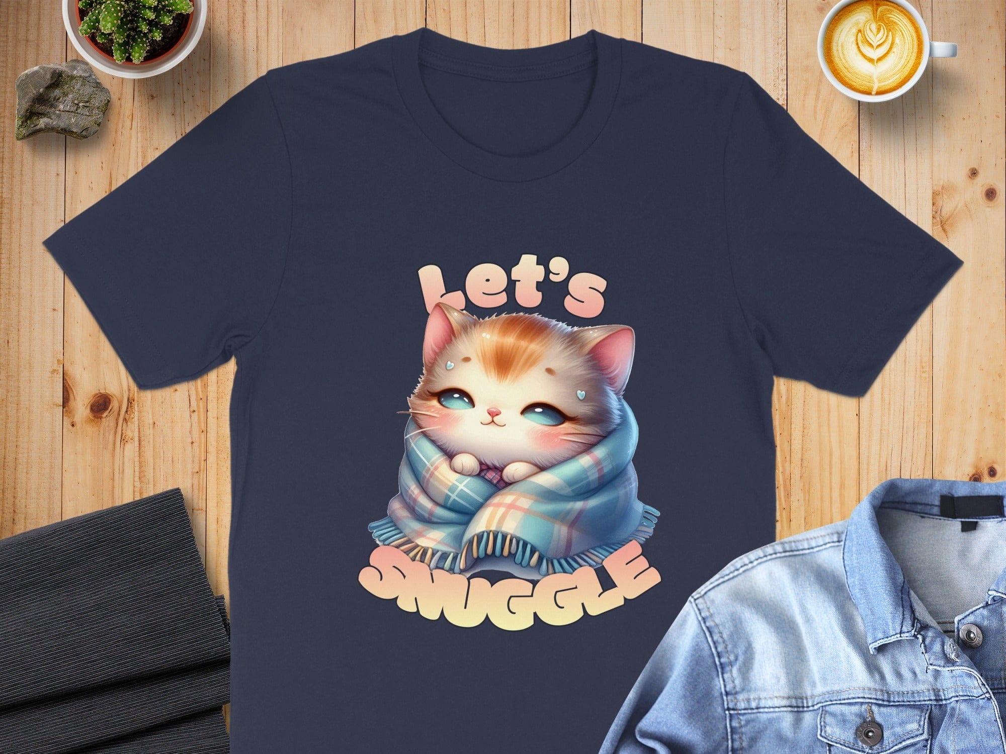 Let's Snuggle Cute Cat Graphic Tee Shirt